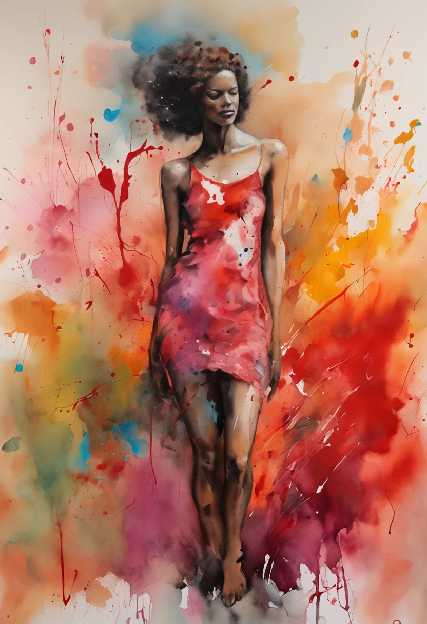 (Very bright:1.1),Red background, [1girl in:7], (tilt of the head:1.2), （full bodyesbian）、([Sketched|watercolor paiting\(midiam\)]:2.15), (Inkblot:1.1), (a pale:1.2), chaotic abstract background, vector trace, Gradient Blending, vivd colour,splash water、、 magnifica, ighly detailed, Convoluted, (Extremely low contrast:1.4)