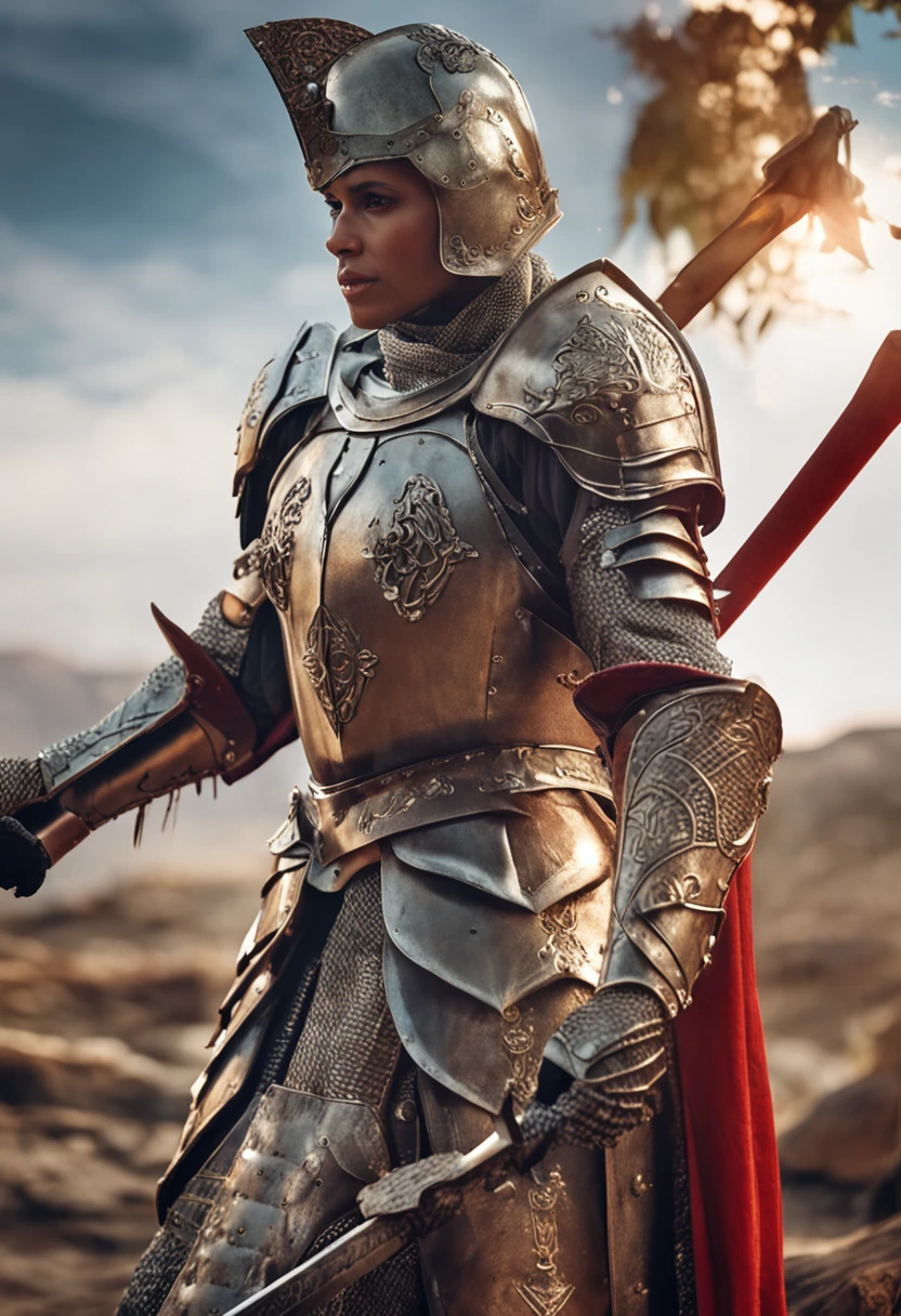Royal Knights,Gorgeous heavy armor wraps the whole body,show,femele,Tall and mighty,Point the Knight's Sword to the ground,sportrait,closeup cleavage,Solemn,flatchest,modest,humble,Cinematic, hdr, primitive, Intricate, High quality, Gorgeous shades, Intricate details, super-fine,oc rendered,Ray traching,Reallightandshadow,Hyper-realistic