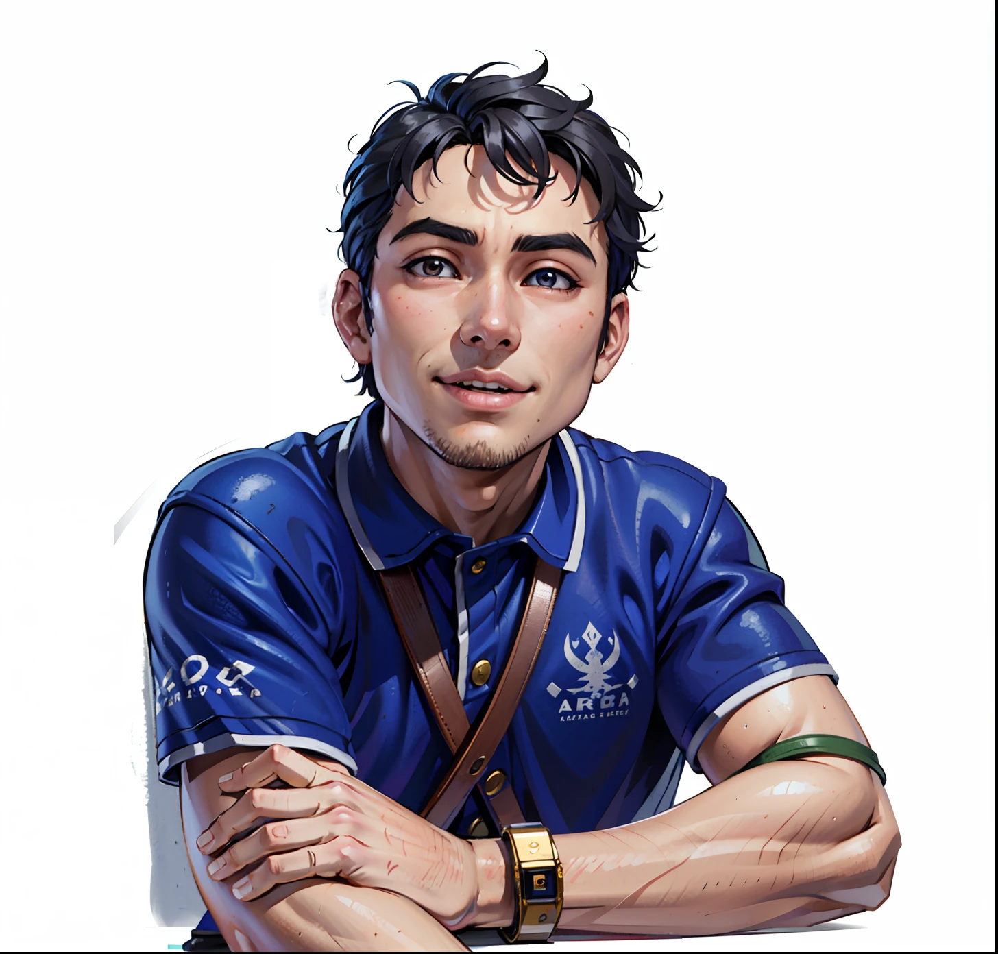 (Masterpiece), (Best Quality: 1.0), (Ultra High Resolution: 1.0), Detailed Illustration, 8K, 1Boy, Anime Boy, Chubby, Chubby, Chubby, Blue Suit Wearing, Smile, Detailed Face, Asian Face, Japanese, Oriental Face, Perfect Face, Anime Eyes, Detailed Eyes, Black Eyes, Glare, Detailed Hair, Short Black Hair, Hair Highlights, Very Detailed, Anime Style, Soft Light