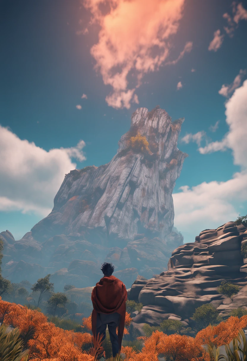 VEGETTO 3D ultra realista na montanha :n_ desenho, Imperfection, baixa qualidade, boneco, jogo ,anime, texto, assinatura