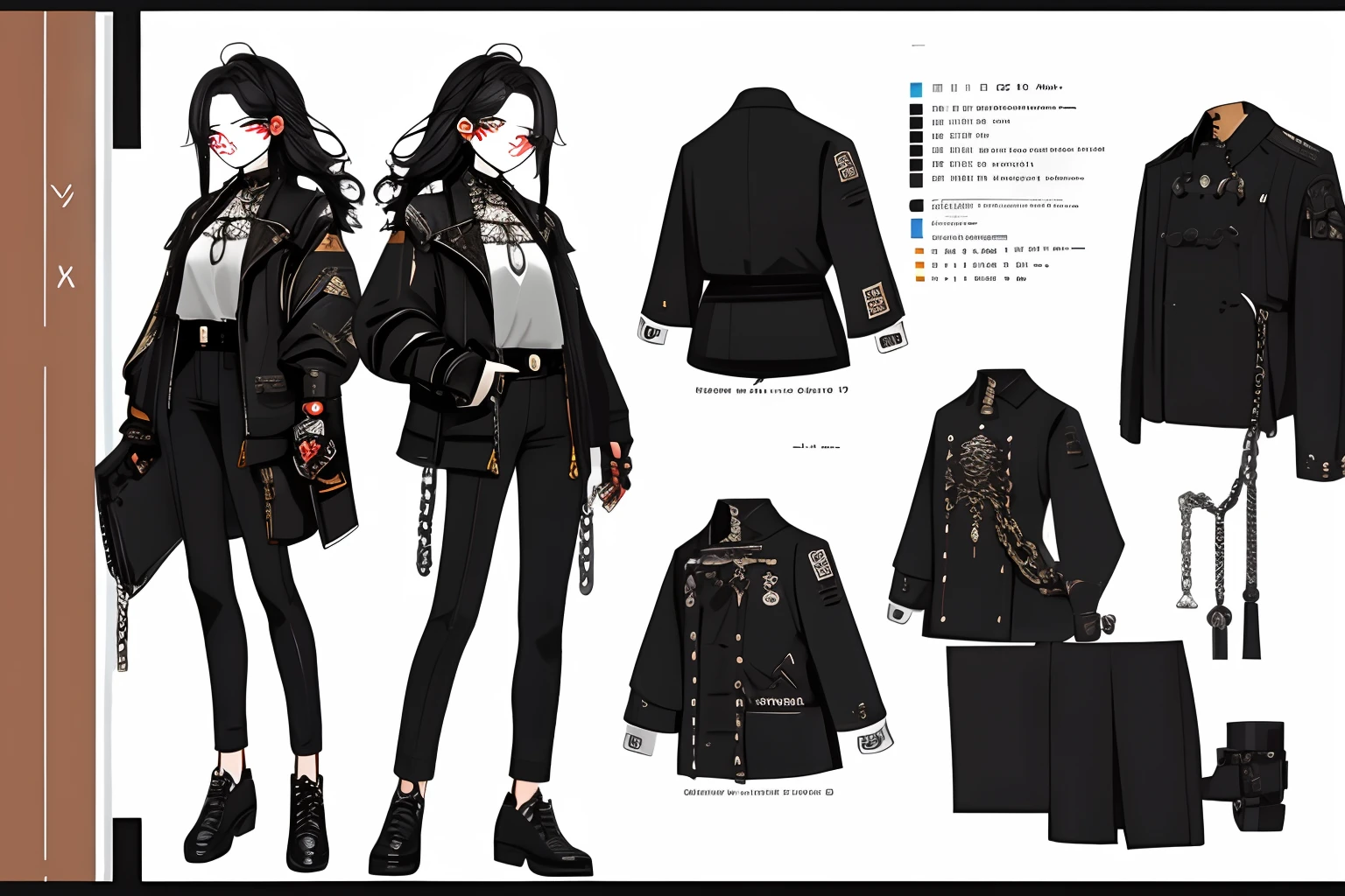 tmasterpiece,Need,1 Demon Hunter,A high resolution,hoang lap,Fang,,Collar,Hold the thick chain lock,Black all over,(ultradetailed:1.1025),(illustratio:1.1025),(infography:1.1025),Patent drawings,Physical measurement,(All dress code:1.1025),papelaria, (独奏:1.1025),standing on your feet,Have a cohesive background,5 fingers in the hand,character sheets,