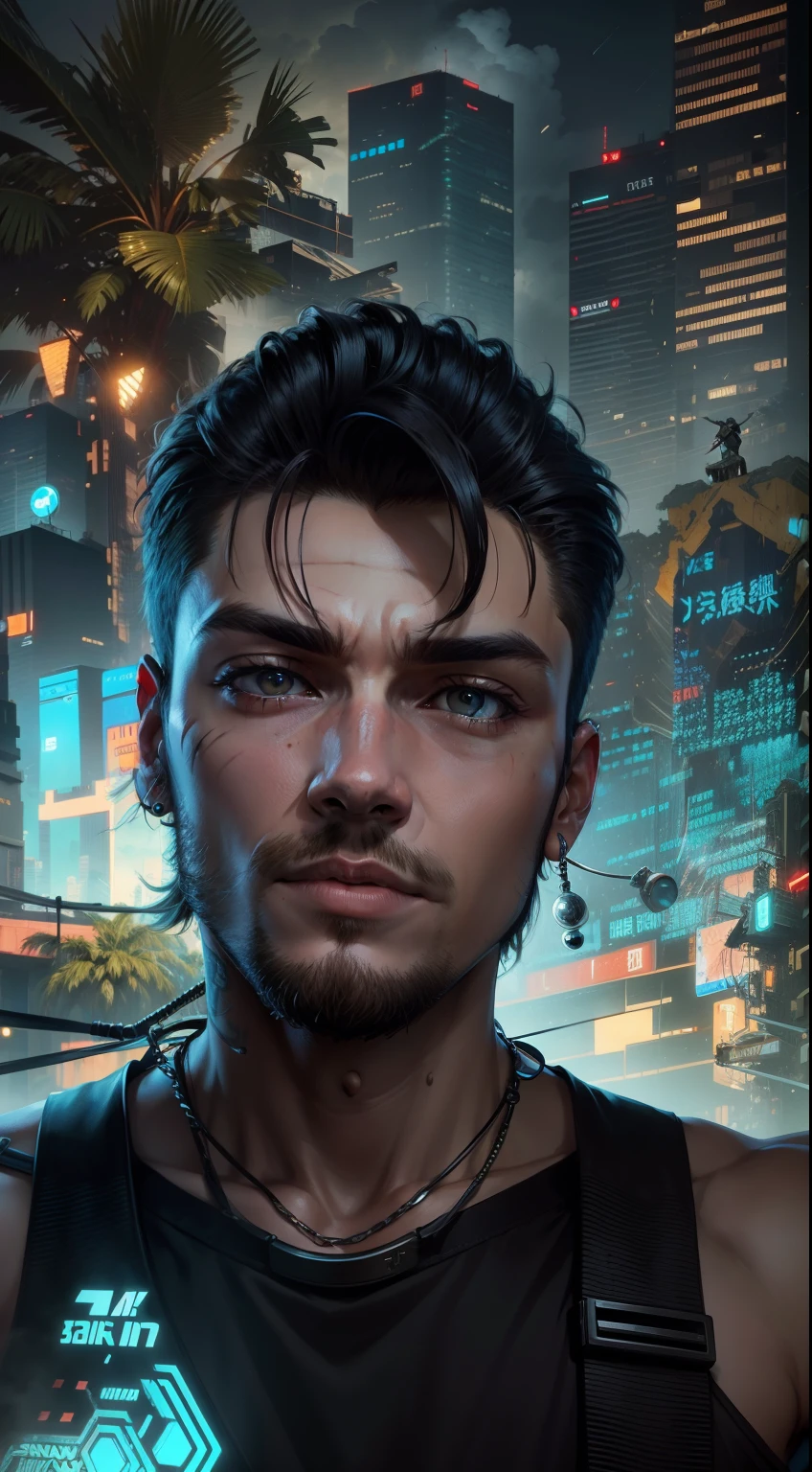 Change baground cyberpunk handsome younger boy. 8k