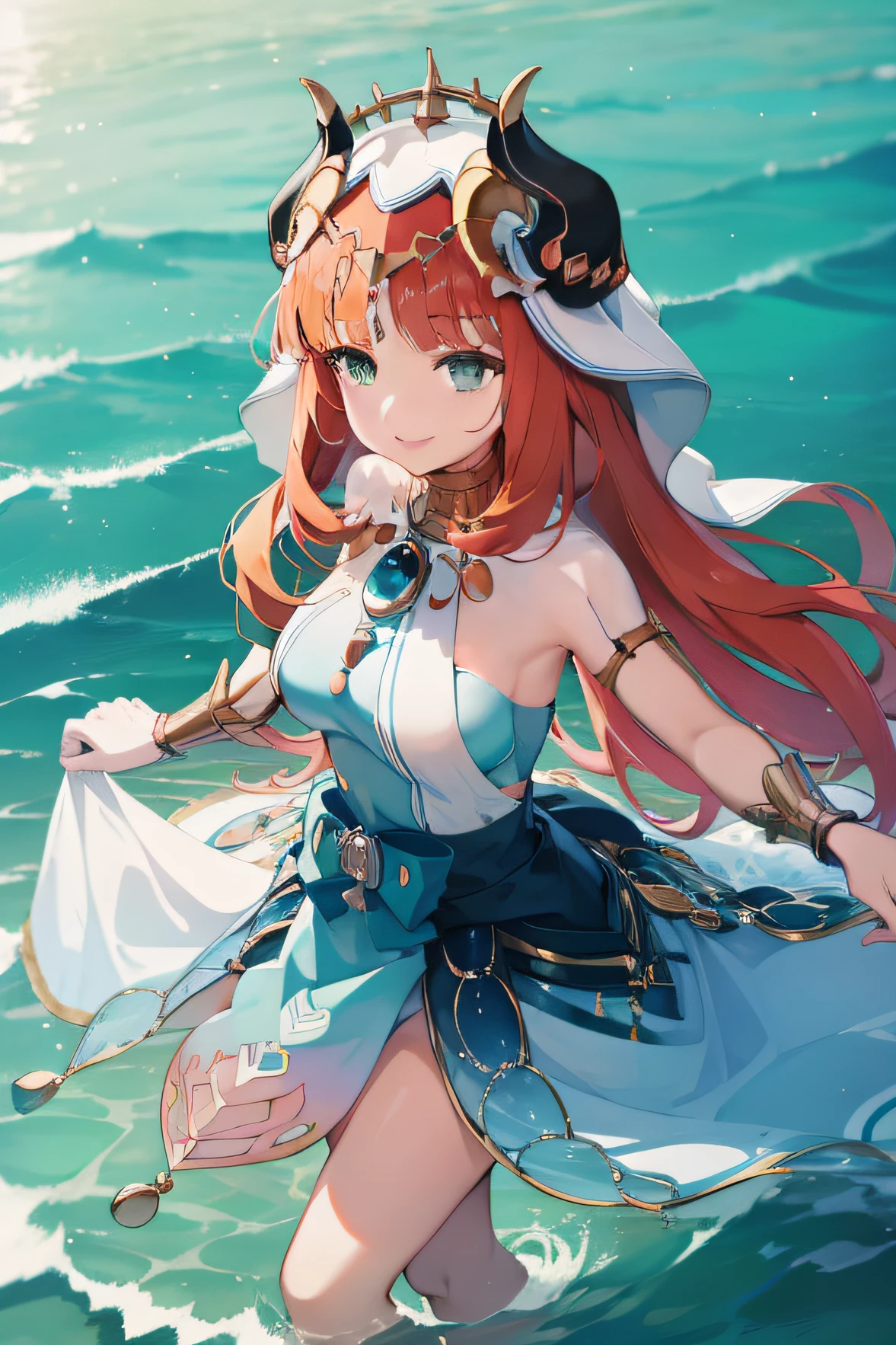 Nirou　a smile　Grains of light　In the water　AngelT　colourfull　foam　black horns　Wide ocean　Big picture　Dancing　In the sea　Fluttering cloth