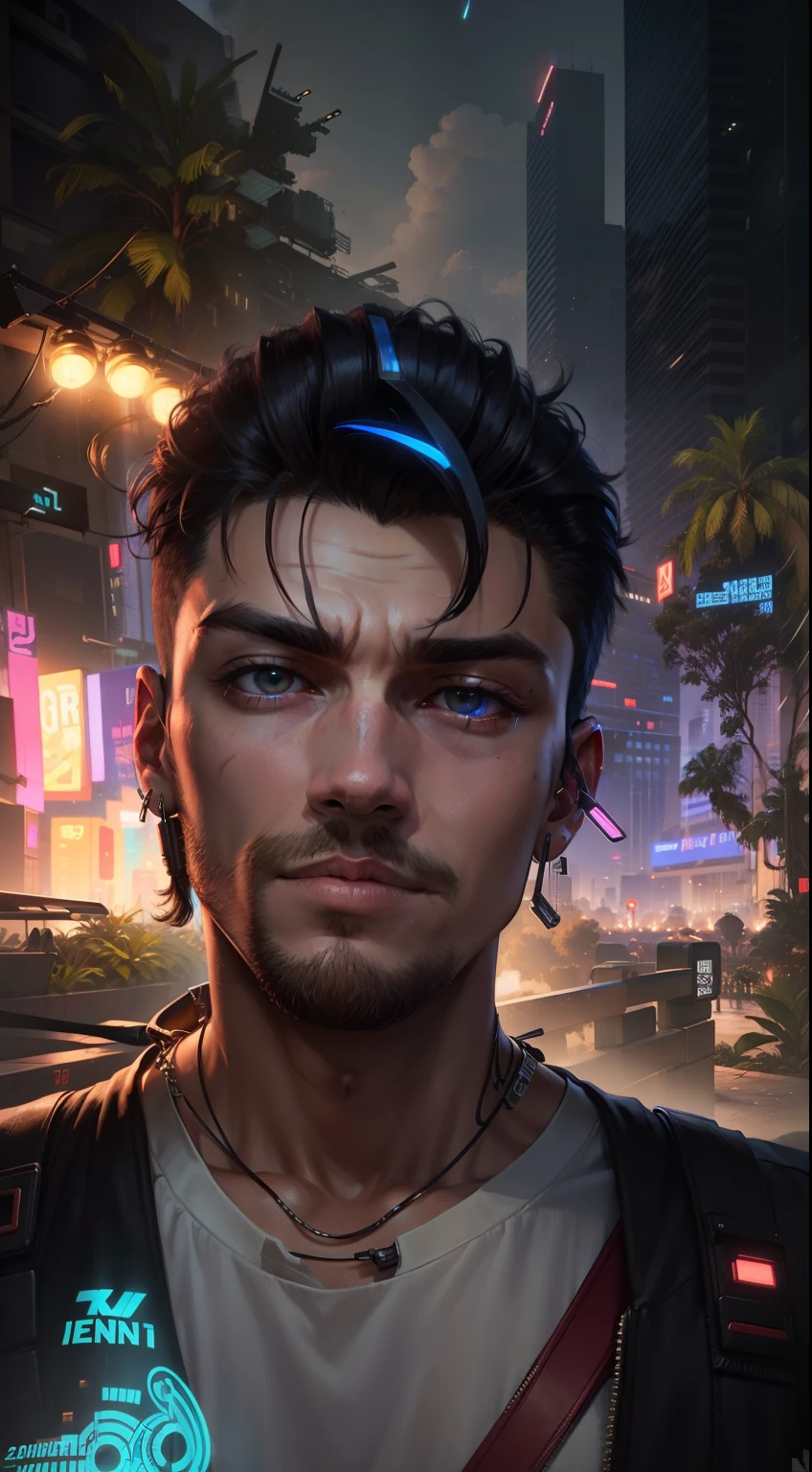 Change baground cyberpunk handsome younger boy. 8k