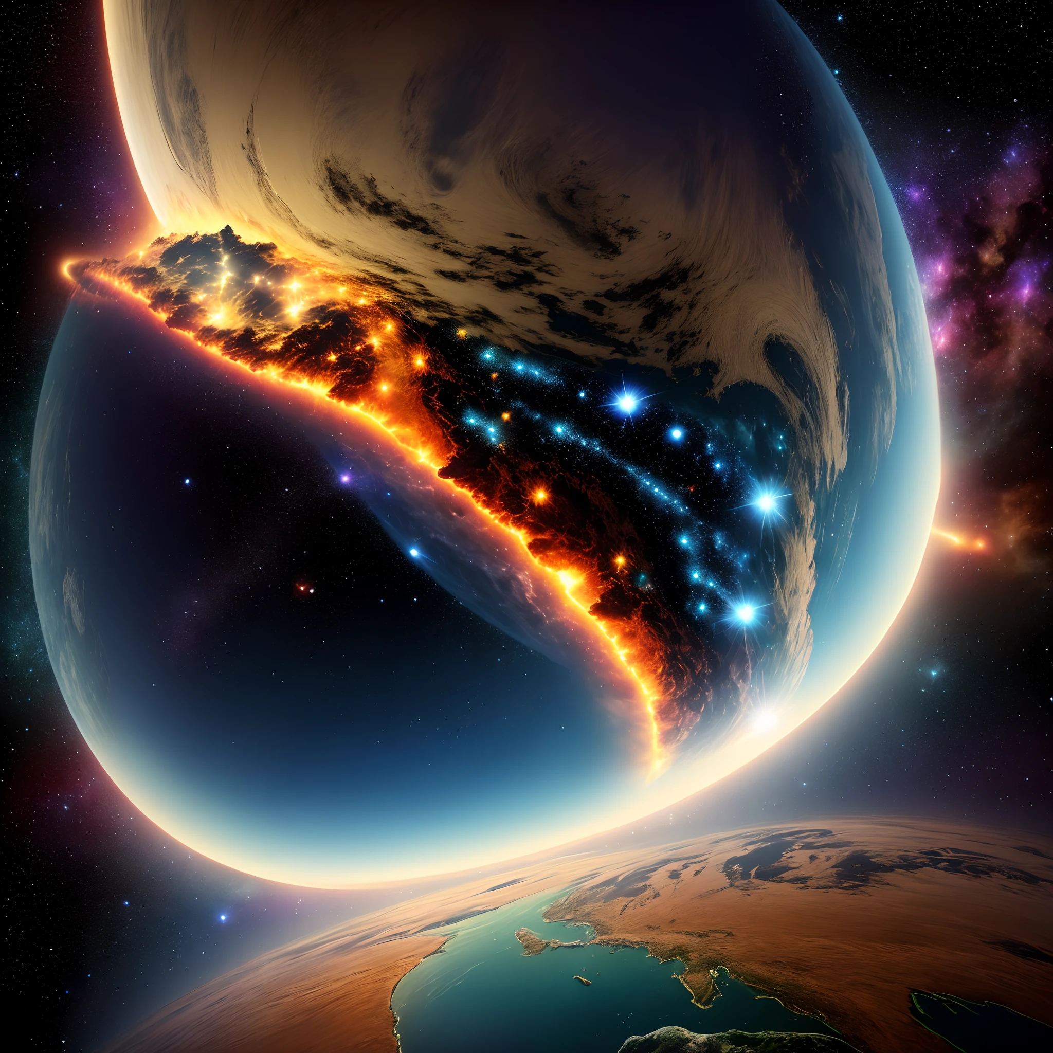 Planet earth full hd in dark and starry space,