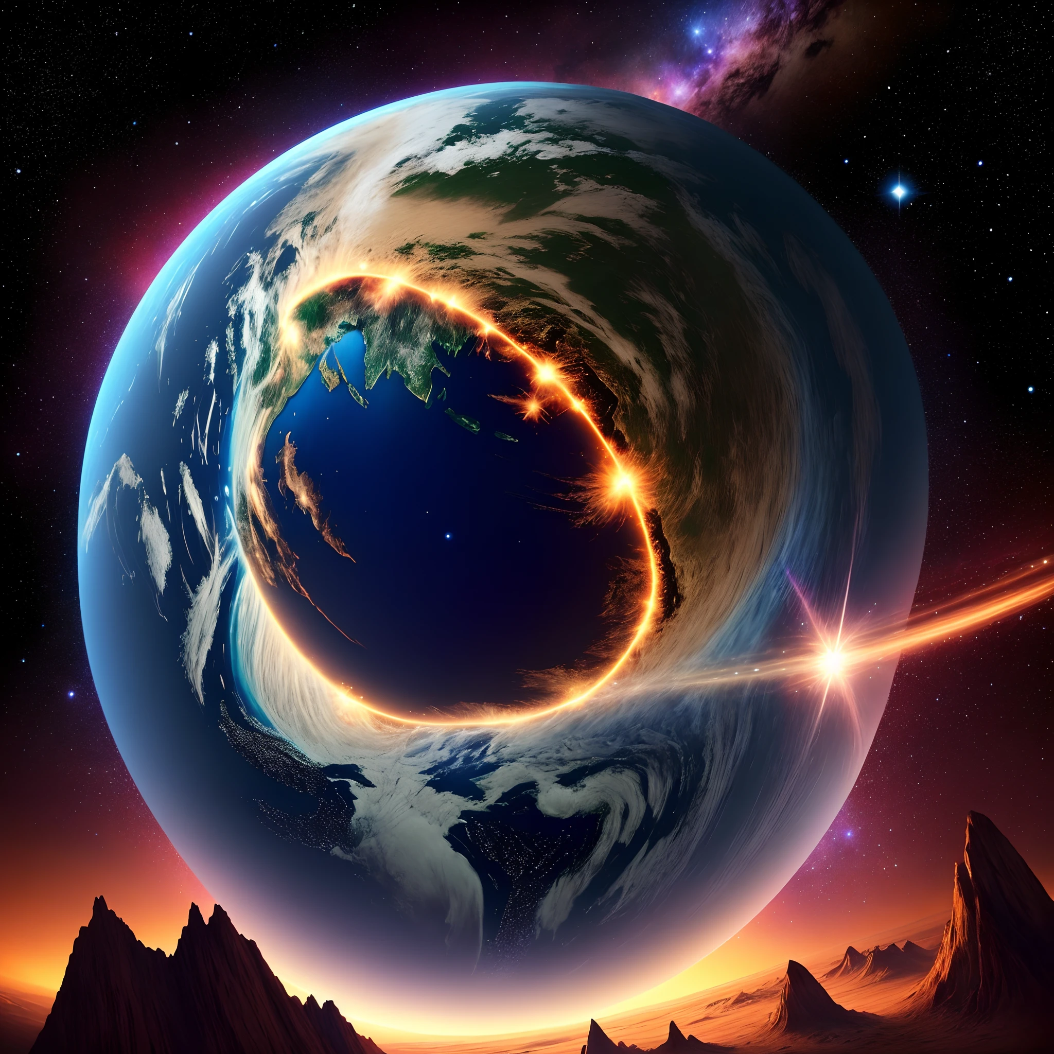 Planet earth full hd in dark and starry space,