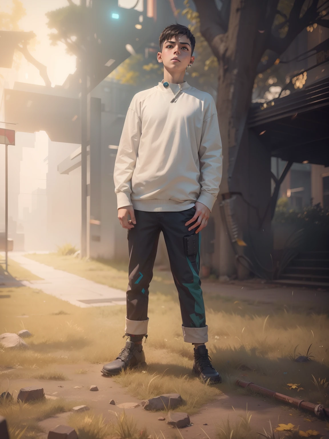 Change baground cyberpunk younger boy without beards realistic 8k