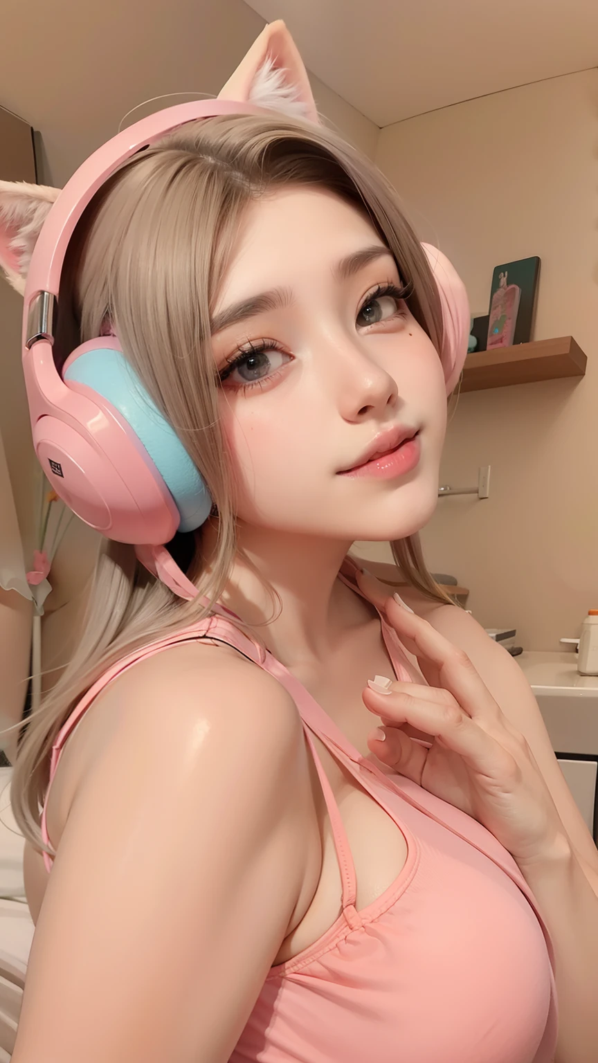 Very big and sexy breast, wearing tank top, masterpiece, realistic, detailed,