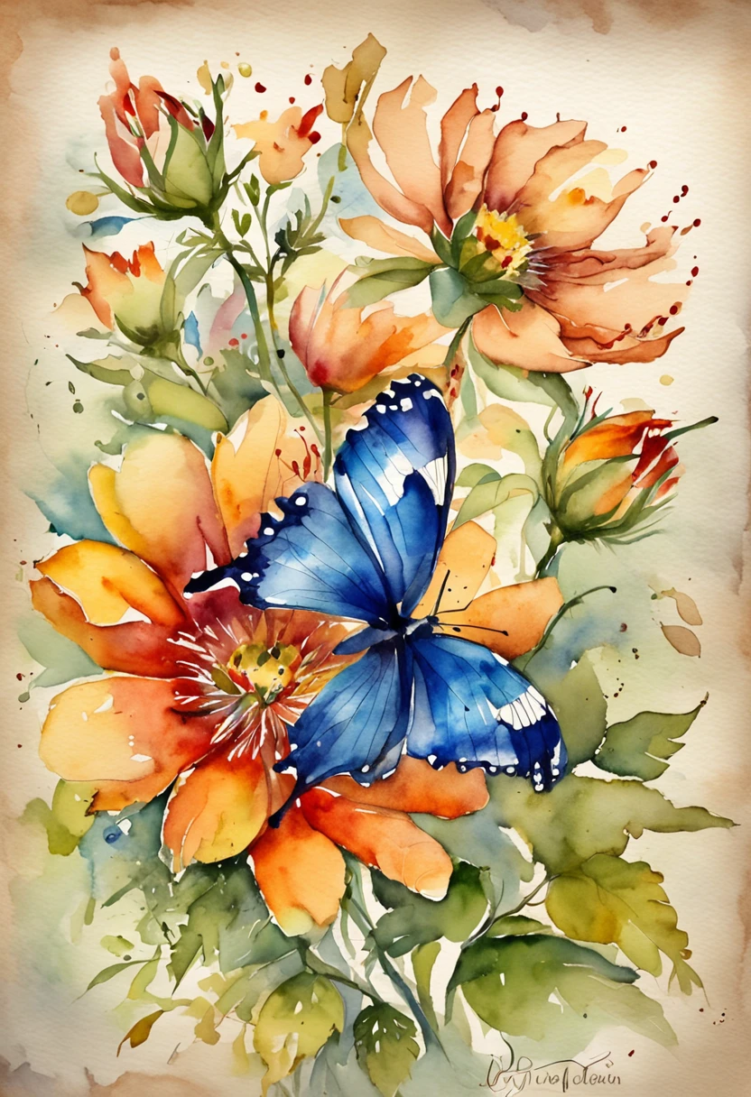 Floral wallpaper with butterfly