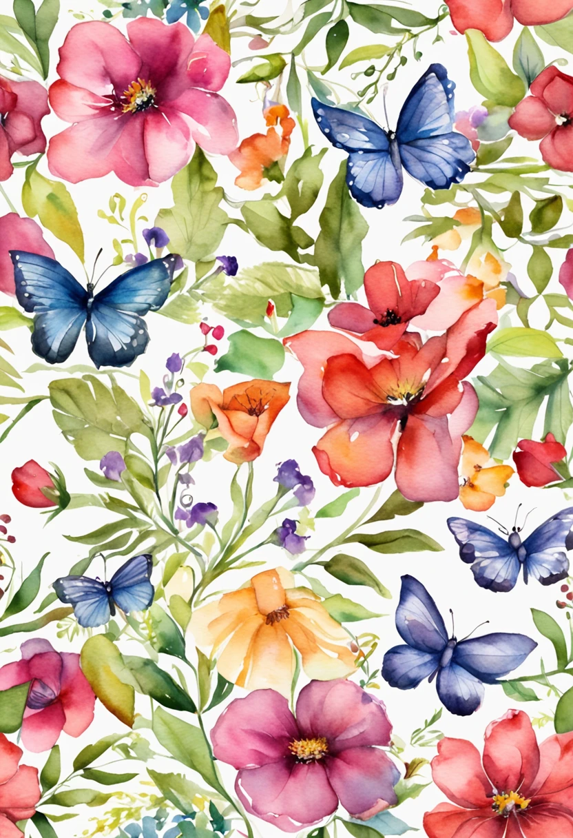 Floral wallpaper with butterfly