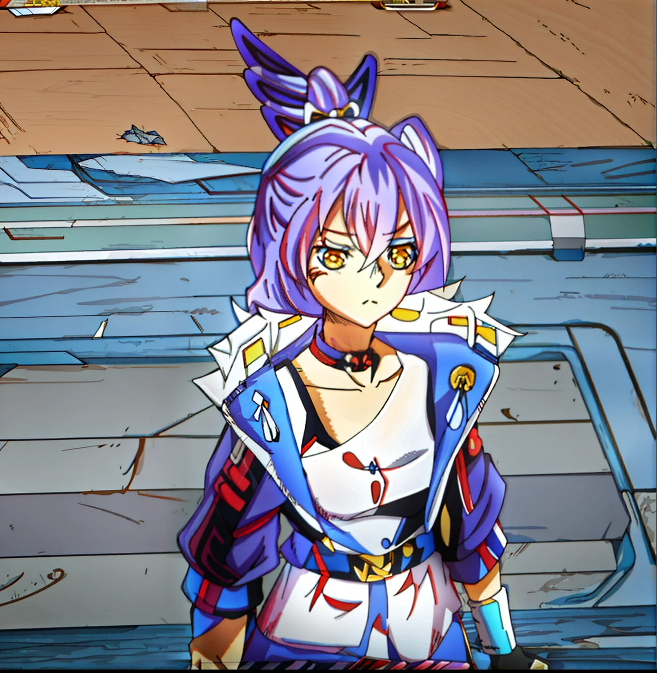 Anime - a stylistic image of a woman dressed in blue and cat ears, A scene from the《azur lane》videogame, azur lane style, Ayaka Genshin impact, 《azur lane》role, wearing cybernetic bunny ears, live2d virtual youtuber model, Katana Zero video game character, ayaka game genshin impact, ho****ve, From Arknights