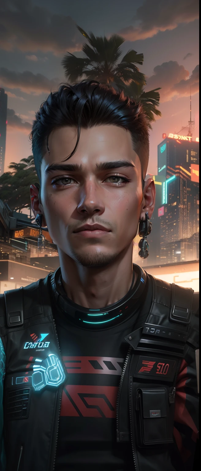 Change baground cyberpunk 17 years old handsome boy realistic face. 8k