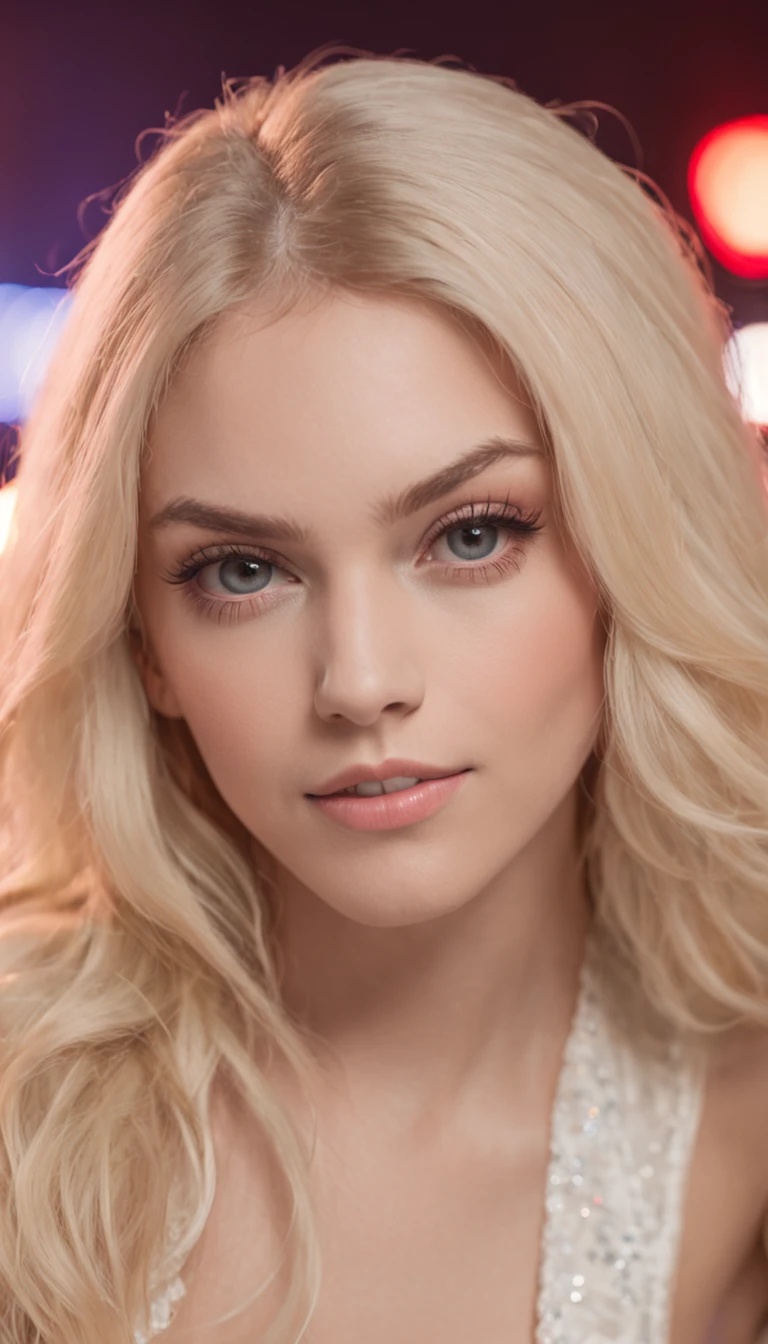 Female naked music producer blonde eighteen year old Djing in a dark rundown bar (masterpiece), best quality, expressive eyes, perfect face,