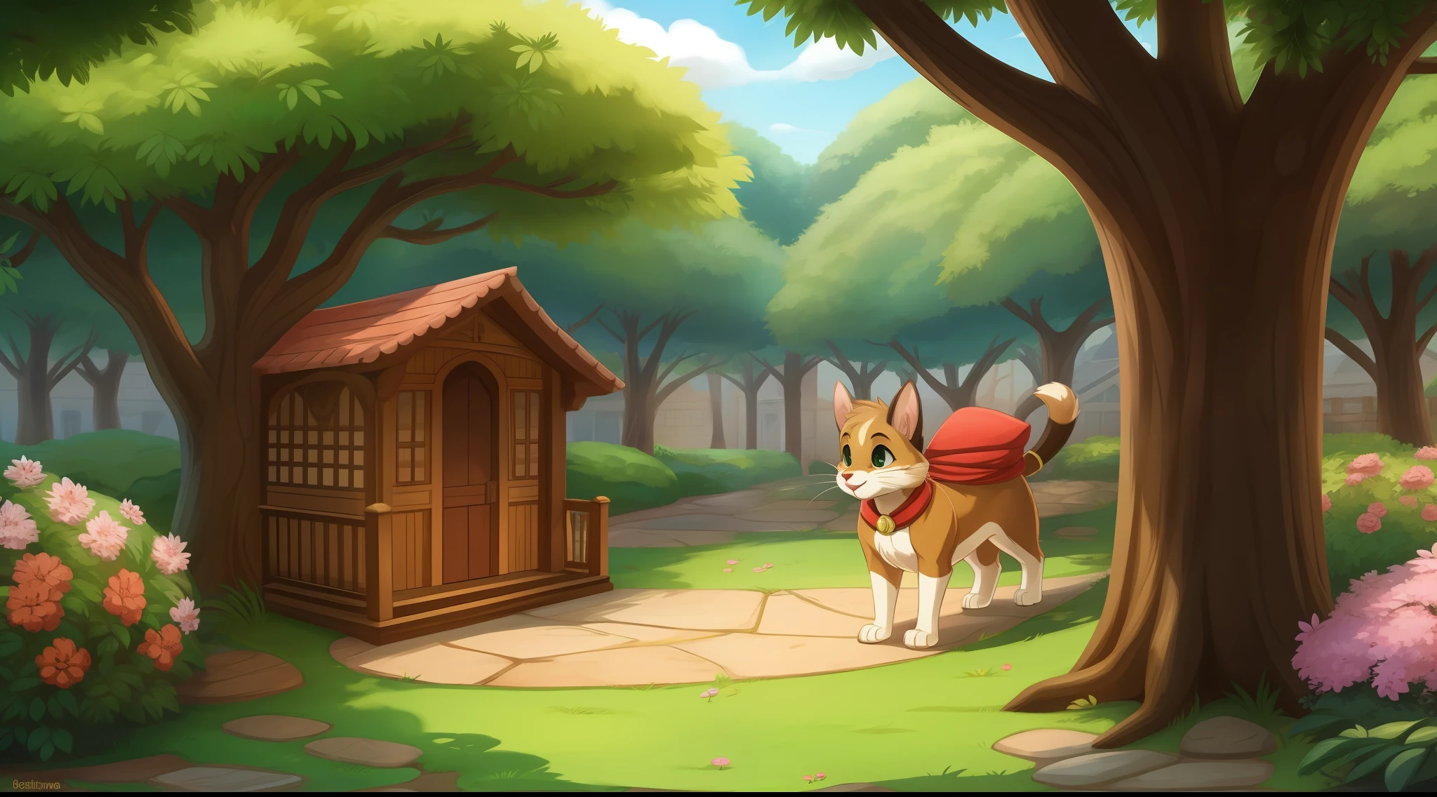 gato, Oliver, curiosidade, jardim, mapa, trilha, Floresta dos Segredos