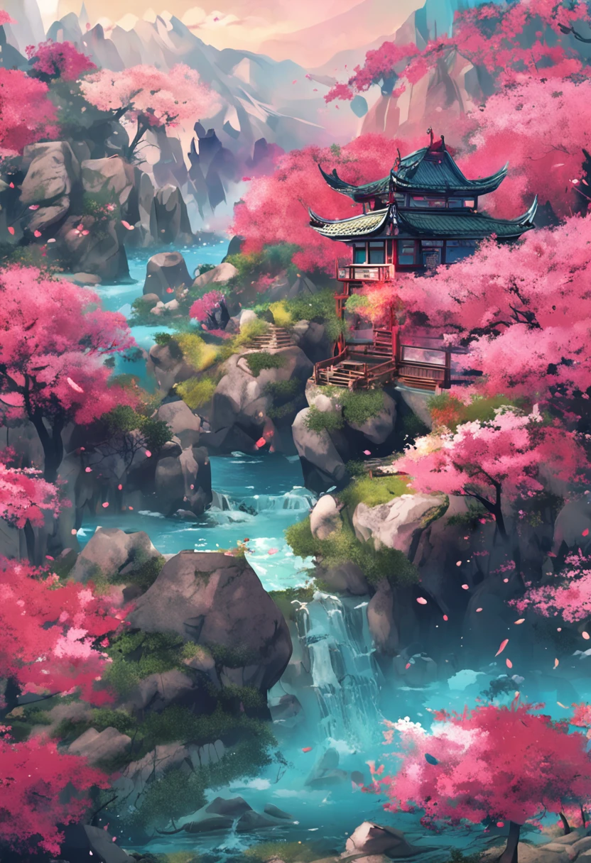 Rockery，steins，illustratio, Anime art wallpaper, Amazing wallpapers, oriental wallpaper, Beautiful wallpaper, Beautiful digital artwork,  Chinese watercolor style，8K
