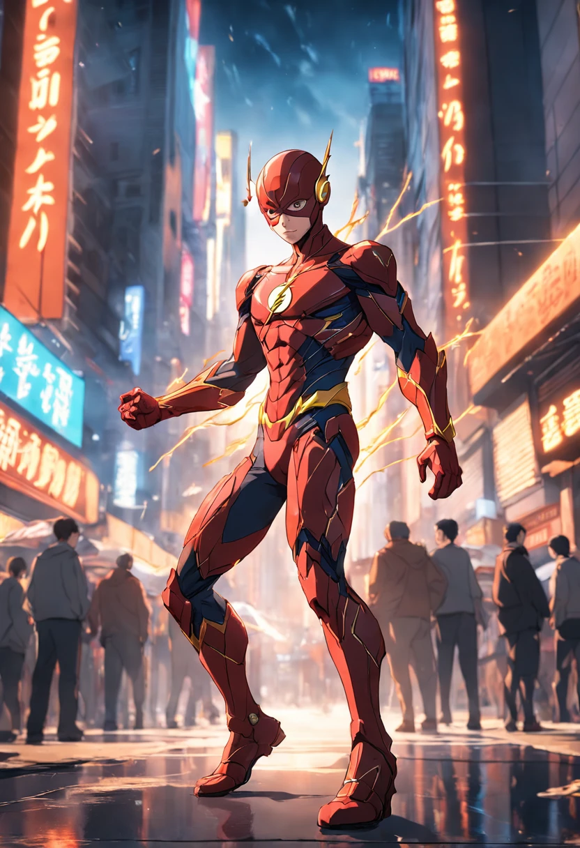 the flash in action, mcu, best entrence pose, ultra detail, 8k,