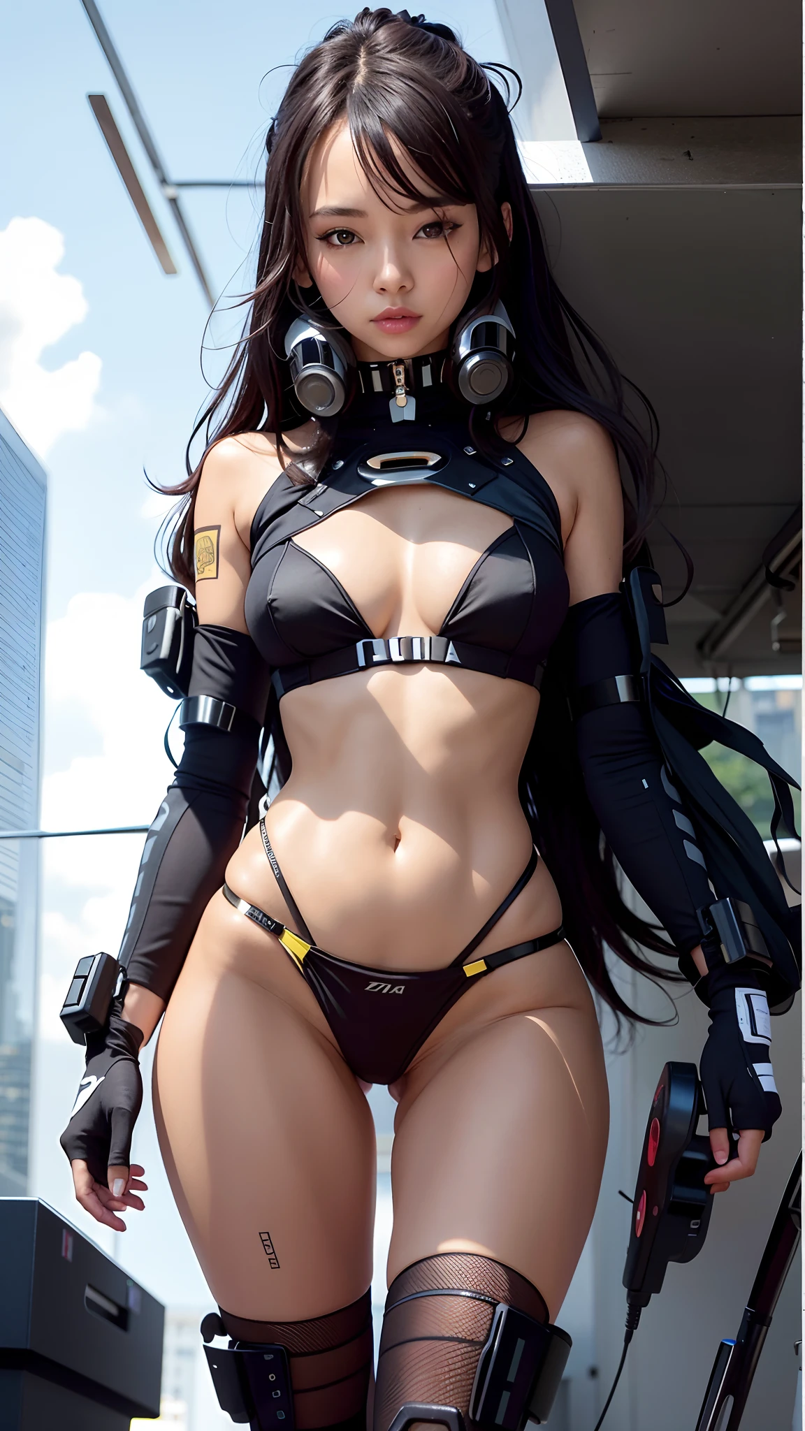 araffed woman in a black top and black pants posing for a picture, sexy look at the camera, 8k selfie photograph, sexy girl, gorgeous chinese model, selfie shot straight on angle, she is wearing a black tank top, sexy dress, on a rooftop, black top, wearing a tight black dress, brown hair and a perfect body, on rooftop