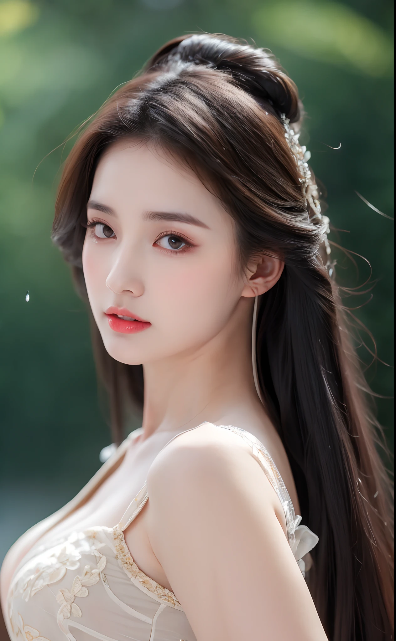 high quality work,Realistic artwork,Ultra Premium Graphics,8K HD CG Works,High quality graphics,High-definition and elaborate CG work,10x pixels,Ultra-fine detail:1.1,Advanced Technical Details:1.1Realistic photo effects,Indoor lighting effects:1.5,Natural soft light:1.5. Light effects(Virtual Light Effects:1.8),Ultra-high resolution,Shiny Dress,Silver long hair,Silver Hair,Transparent Hair,Hair with attention to detail(High quality hair detail:1.1)Clear Eyes,Double eyelids are beautiful,Sharp eye makeup, Creates exquisite eyelash makeup, Thin eyebrows, Very fine eye,High nose, Beautiful red lips, Rosy Cheeks, Delicate makeup applied , Pretty face, The face shape is perfectly balanced,(Advanced Face Detail:1.1)Short-haired girl floating in water、Carly), blue eyes, job,No costume box,A body exposed to the audience,Nipples are visible,Stunning face portrait, Gveiz-style artwork, Beautiful portrait, Beautiful Face, Gveiz, Watery eye, Detailed Numerical Art, Numerical Art, Beautiful artwork, Reusch et al......... enough, 青いWatery eye, Beautiful Numerical Art works,frontage,LOL,Women artwork,Dress full body video,realism,Great cleavage,Your eyes are shining brightly today,Wearing shorts,Beautiful legs