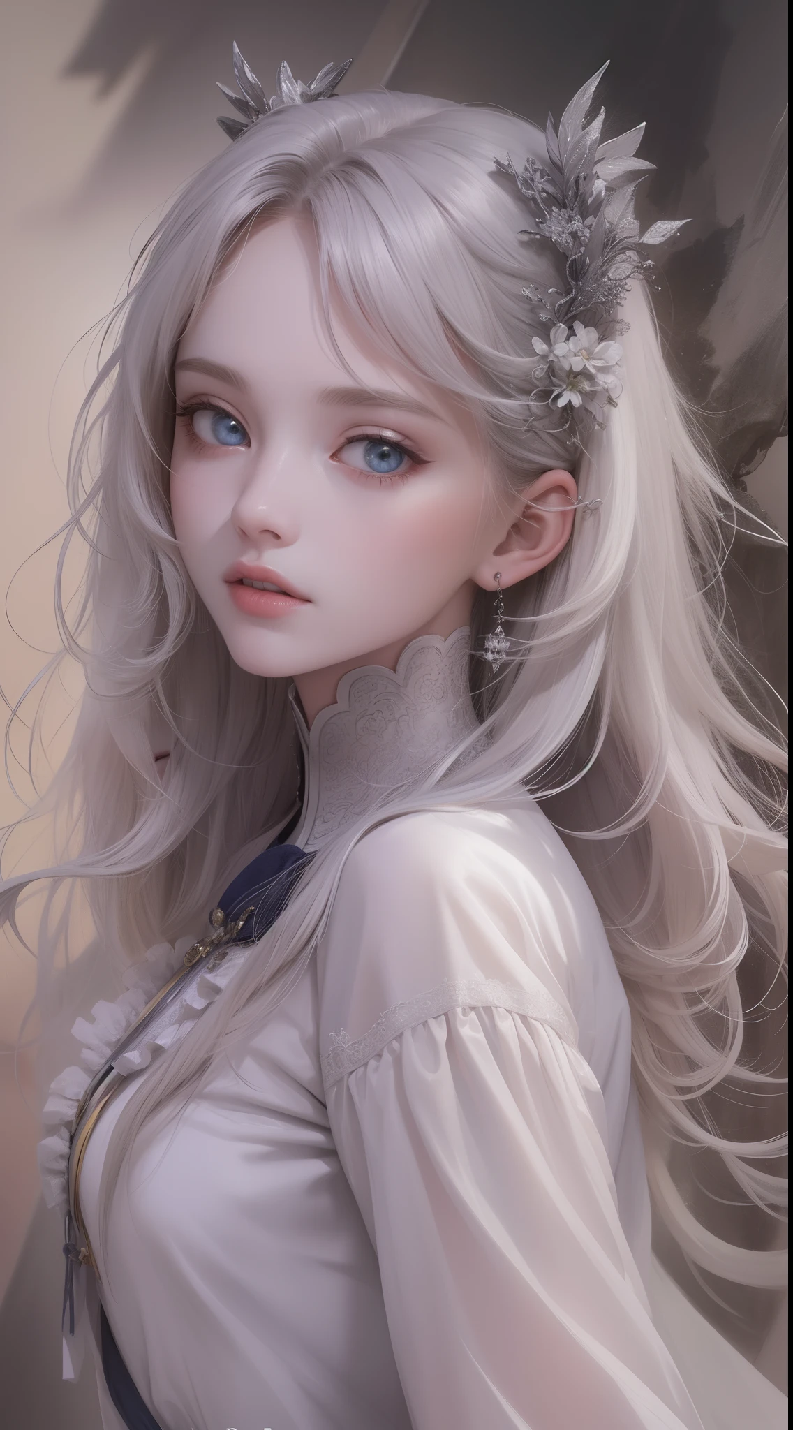 (very detailed CG unity 8k wallpaper, masterpiece, best quality), best illumination, insanely beautiful, floating, girl in white wuxia suits, blue eyes, multicolor hair (silver: 1.3 + red: 1.2 + purple + yellow: 1.3 + green: 1.3), beautiful face, too many drops of water, clouds, twilight, wide angle, watercolor.