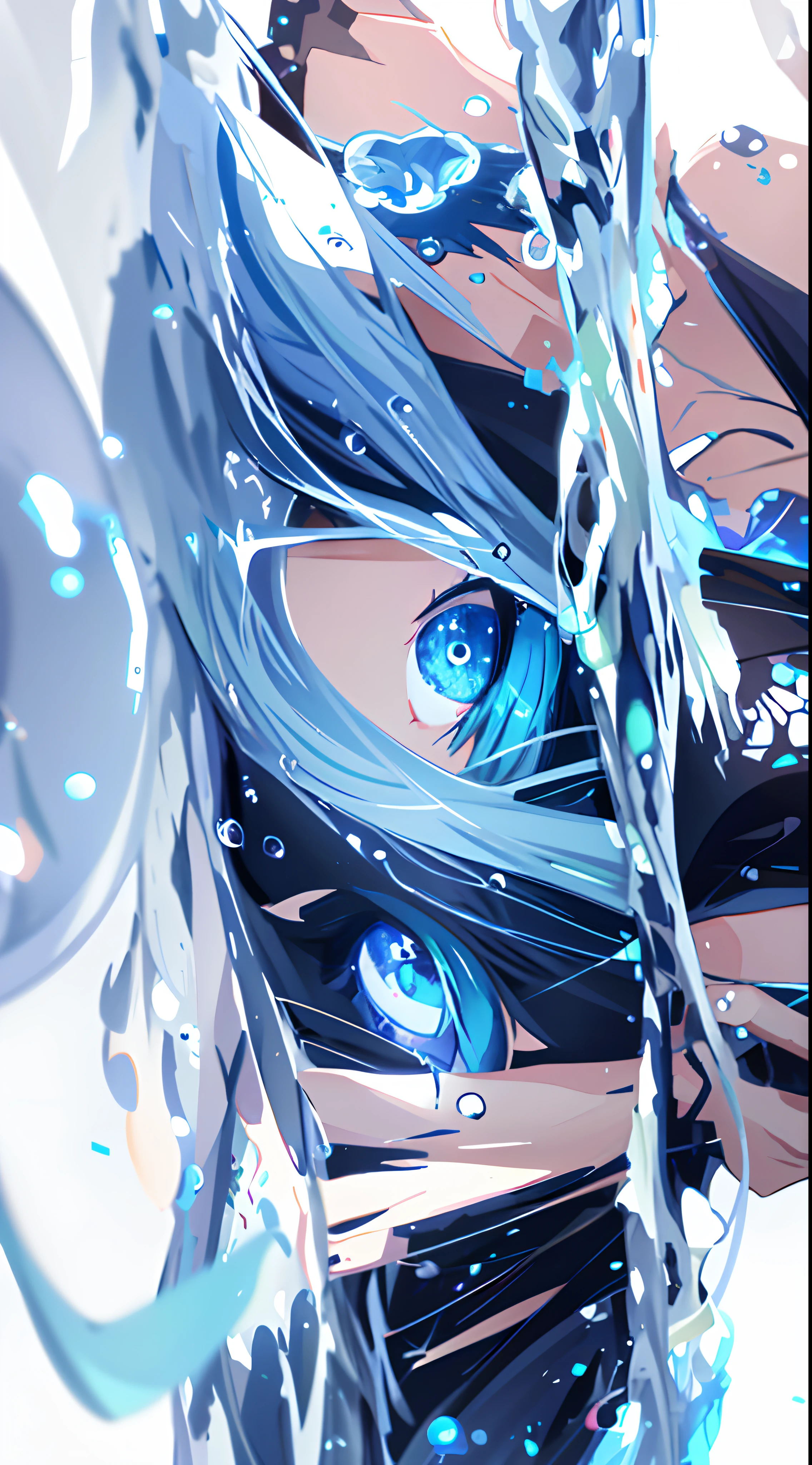 Anime girl with blue hair and blue eyes in the water, Detailed digital anime art, clean and meticulous anime art, Stunning anime face portrait, Detailed anime artwork, detailed anime art, Beautiful anime artwork, wallpaper anime blue water, 4k manga wallpapers, style of anime4 K, Anime art wallpaper 4k, Anime art wallpaper 4 K, Anime art wallpaper 8 K, Beautiful anime face