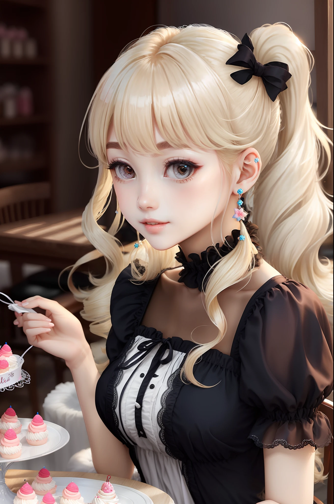 (((Petite girl with blonde twin tails))),(Oversized red off-the-shoulder dress),1girl in,(masutepiece), (Best Quality), (Best Detail),, (((playing piano))), Very detailed face, , Night , shading ,(((kosmos))),(((Candlelight))),(((Angle from top))),((Kamimei))),,(((milkyway,fullmoon)))
