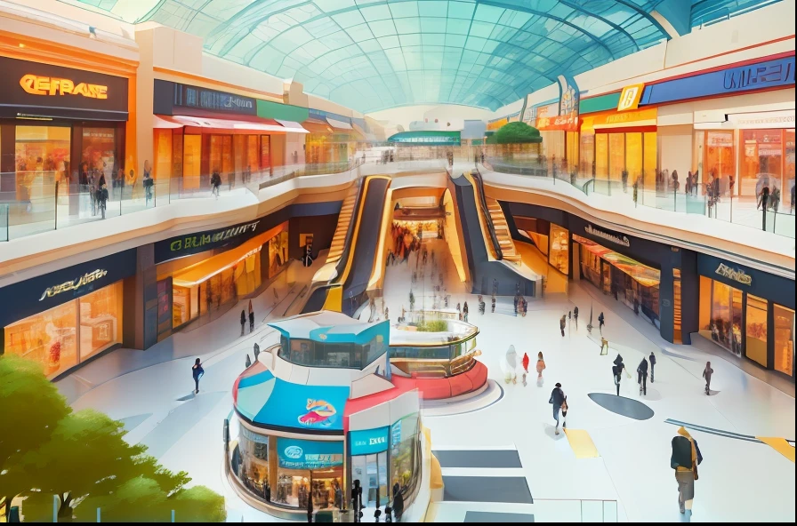 a illustration of a group of people walking through a mall, mall background, shopping mall, malls, mall, in a mall, at a mall, commercial illustration, on a futuristic shopping mall, in magnificent shopping mall, food court in a mall, colored illustration, people shopping, food court, a busy arcade, retaildesignblog, flat illustration, detailed digital illustration