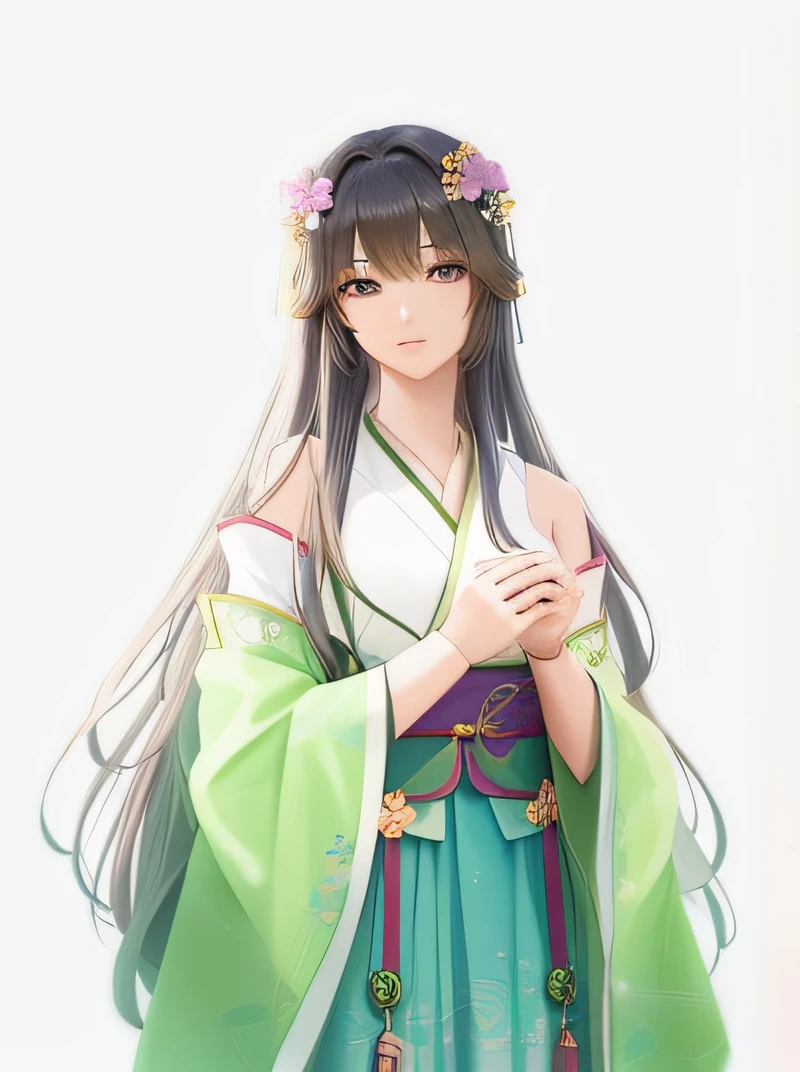 Anime girl in green dress with long hair and flowers in hair, Anime girl with long hair, Palace , A girl in Hanfu, Beautiful character painting, Realistic young anime girl, Beautiful anime woman, Beautiful anime girl, inspired by Ma Yuanyu, Beautiful anime style, Princesa chinesa antiga, : 80s anime style, up of young anime girl