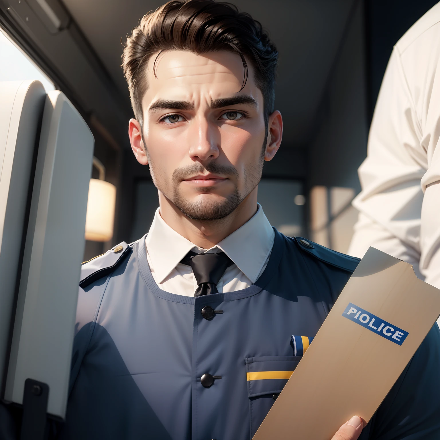 Arafed A man in uniform sitting at the control panel on a train, professional work, Radosław Svrzikapa, Michal Mraz, Advanced Technology, Paul Carrick, Endre Penovac, Konstantin Porubov, Andrey Ryabovichev, Miro Petrov, Paul Davey, Darius Zavadsky, realistic style, (8k, RAW photo, best quality, masterpiece: 1.2), (realistic: 1.3), (real skin details: 1.3), (photorealistic: 1.3)facial features, ultra-detailed, Masterpiece, realistic lighting, Best Quality, Masterpiece, Best Quality --auto --s2