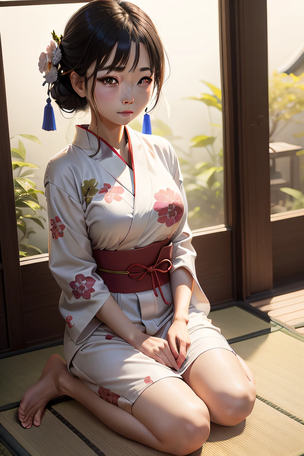 One woman、full bodyesbian、A Japanese Lady、Yukata、