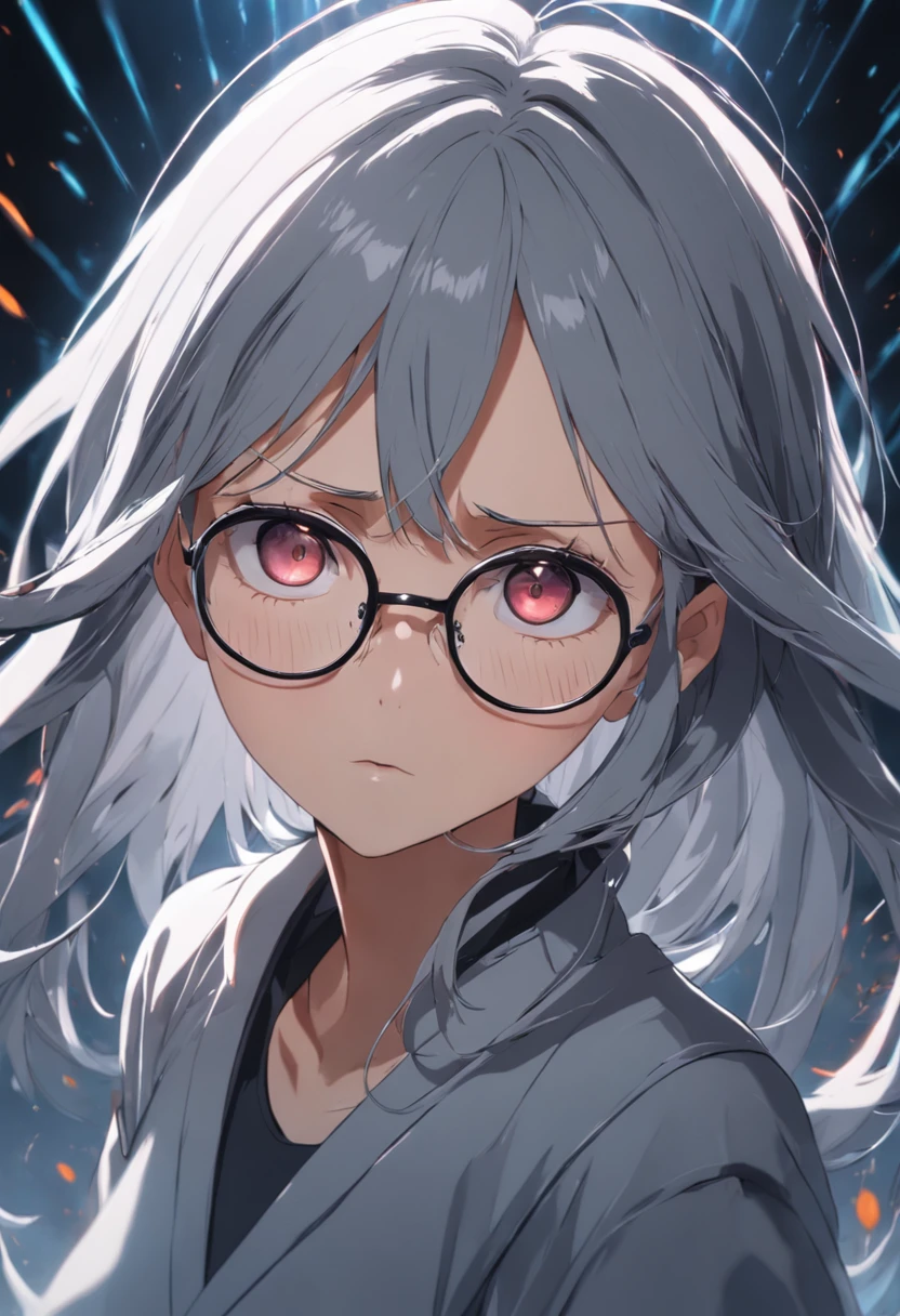 Side herding, grey hair, rimless eyewear, hollow eyes, expressionless, Surrealism, high detail, cinematic lighting, first-person view