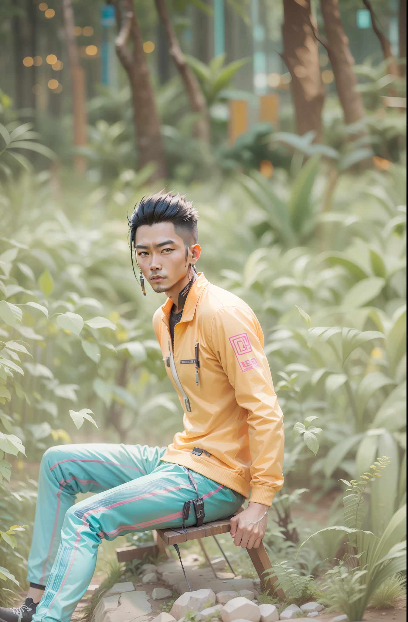 Chang backgraund and real face handsome cyberpunk8k utra ,real face