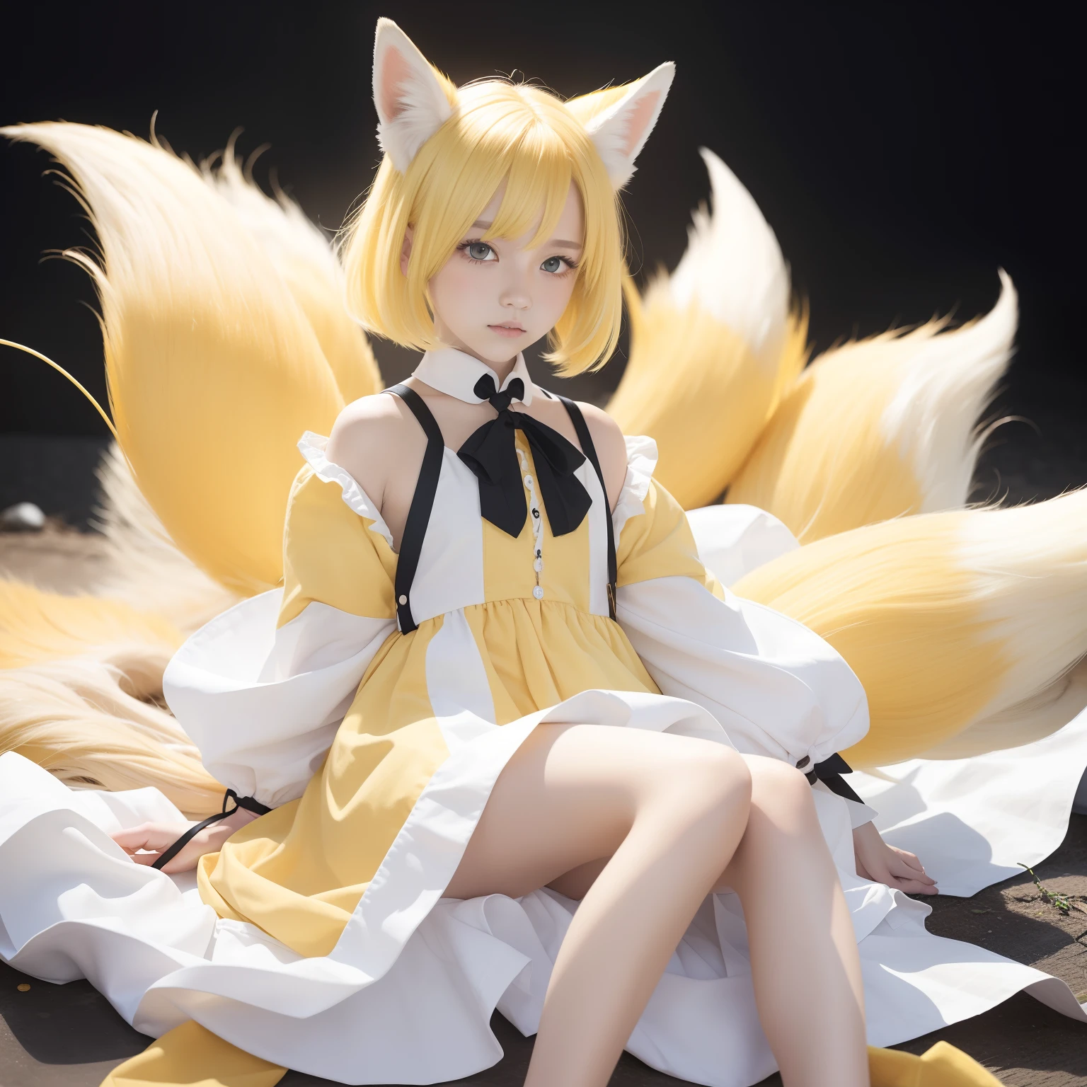 masturbation behavior、golden hair、beautiful young woman、sideways glance、Gorgeous full nude、twin tail hairstyle、yellow ribbon hair ornament、small areola、dark armpit hair、A lot of underarm hair、beautiful pubic hair、massage the breasts、erect penis standing tall、plump scrotum、beautiful hands、beautiful anus、butt hole、Semen dripping from the crotch、spread legs、on the bed