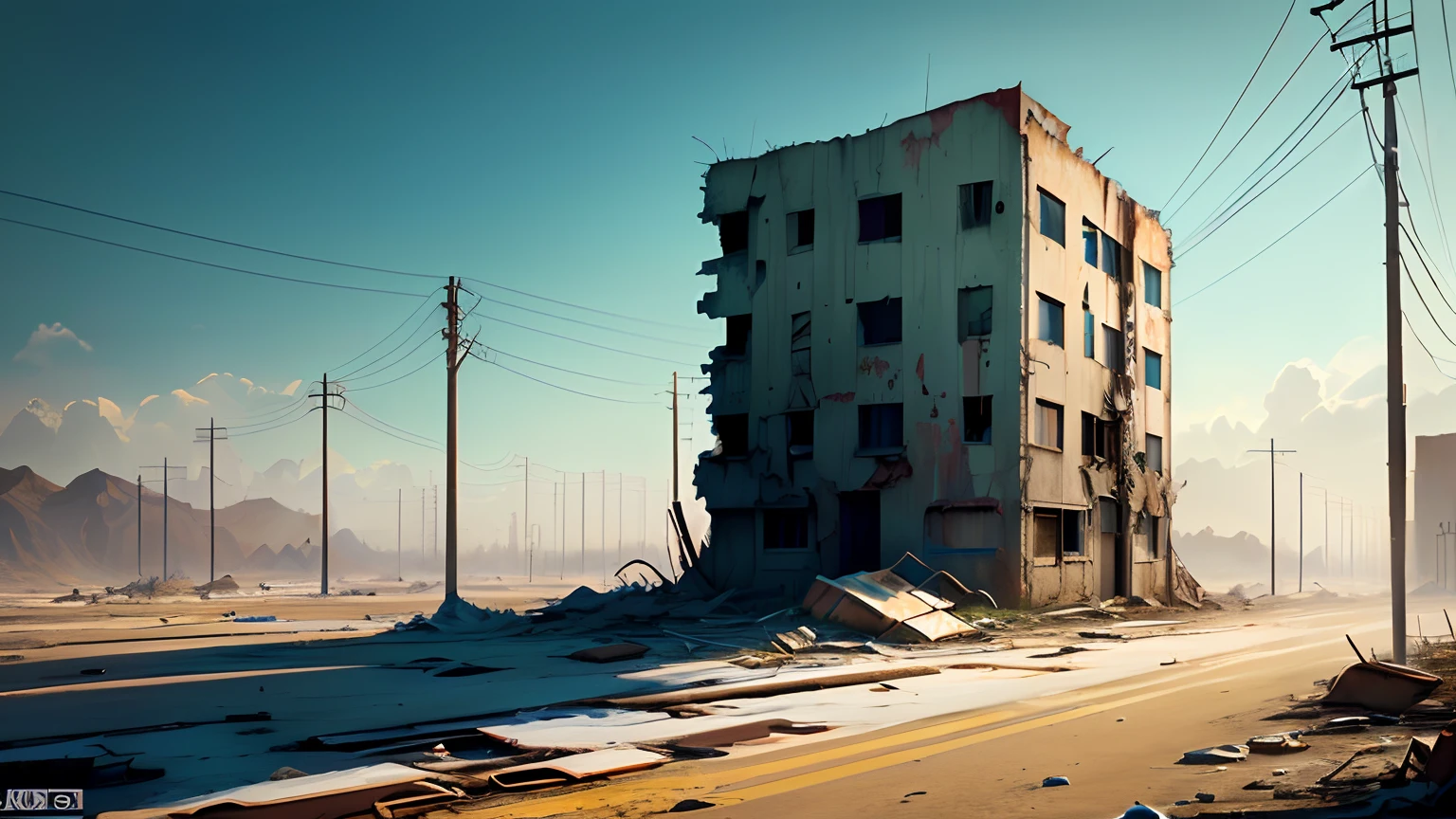 Post apocalyptic house. Muy detallado. 8k. High quality. Ultra detallada. Fotorrealista. Pintura digital