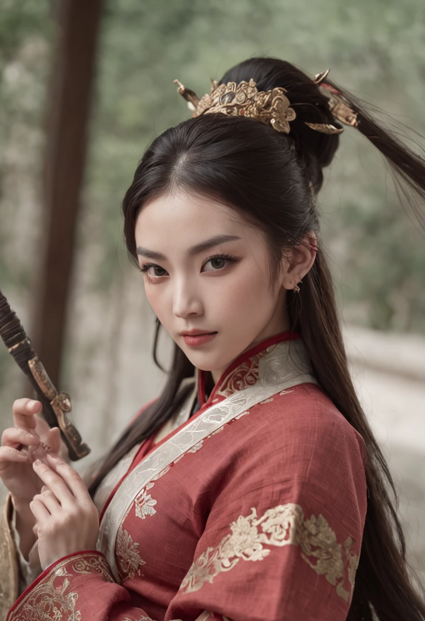 (tmasterpiece,High Picture Quality,Beautiful face,Oriental women,Eastern warriors,gallant woman,swordsmen,a matural female,Refined eye and facial details,Stand tall,Fairy-like appearance,Beautiful embryos,Light gauze like white,Cloth boots and over-the-knee stockings display,Hanfu,ancient wind,Light smoke and mist surrounds,Long black hair,Stunning beauty,Tallbody,Rich scene details,action,Wide buttock,Thick thighs)