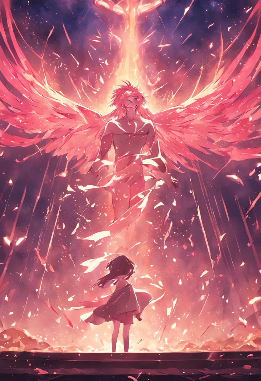 um anjo guerreiro homem, de armadura, lutando com bravura