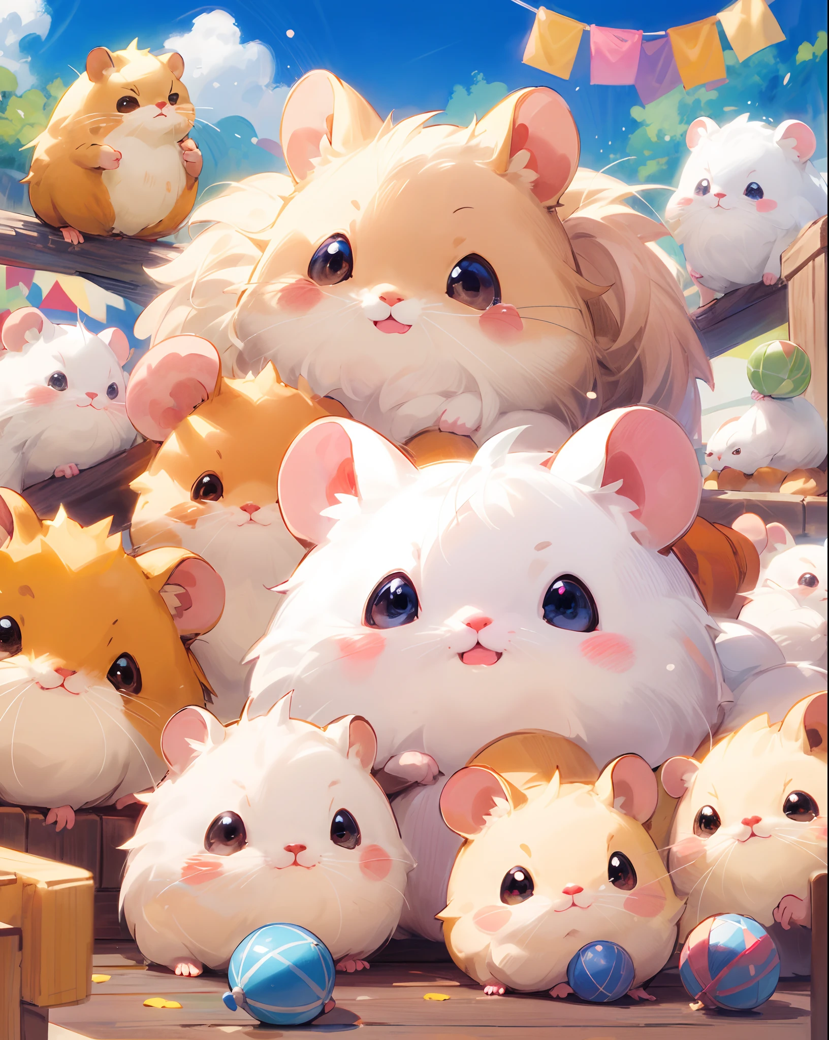 there are many hamsters that are all together in a pile, hamsters, cute mouse pokemon, maplestory mouse, cute detailed digital art, cute digital art, fluffy!!!, cute anime, cute creatures, cute artwork, hamster, cute detailed artwork, adorable digital painting, cute faces, fluffly!!!, hamsters holding rifles, cute animals, 4 k manga wallpaper