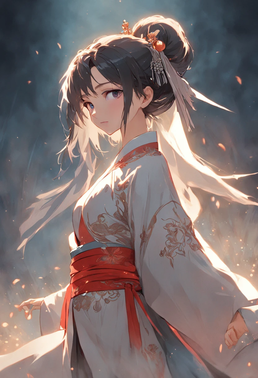 (tmasterpiece,High Picture Quality,Beautiful face,Oriental women,Eastern warriors,gallant woman,swordsmen,a matural female,Refined eye and facial details,Stand tall,Fairy-like appearance,Beautiful embryos,Light gauze like white,Cloth boots and over-the-knee stockings display,Hanfu,ancient wind,Light smoke and mist surrounds,Long black hair,Stunning beauty,Tallbody,Rich scene details,action,Wide buttock,Thick thighs)