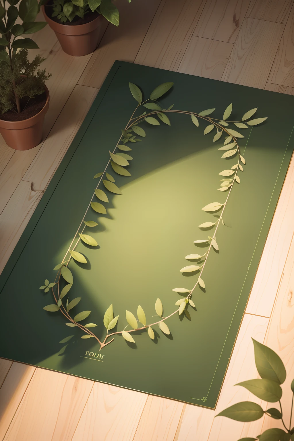 Green olive branch,Animation style,Floor maps,a plant