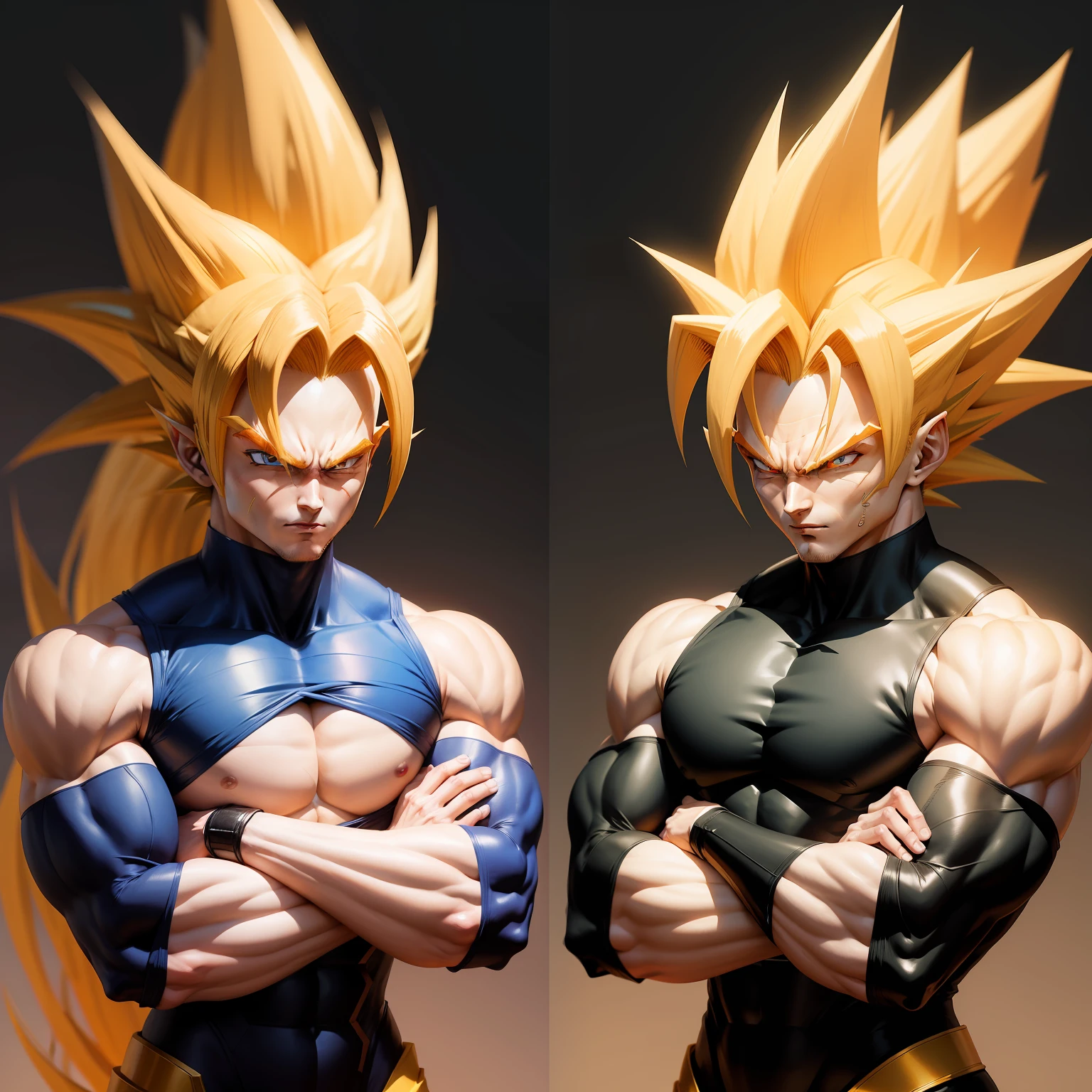 Masterpiece, Best quality, Goku, Super Saiyan, cheveux bleu clair