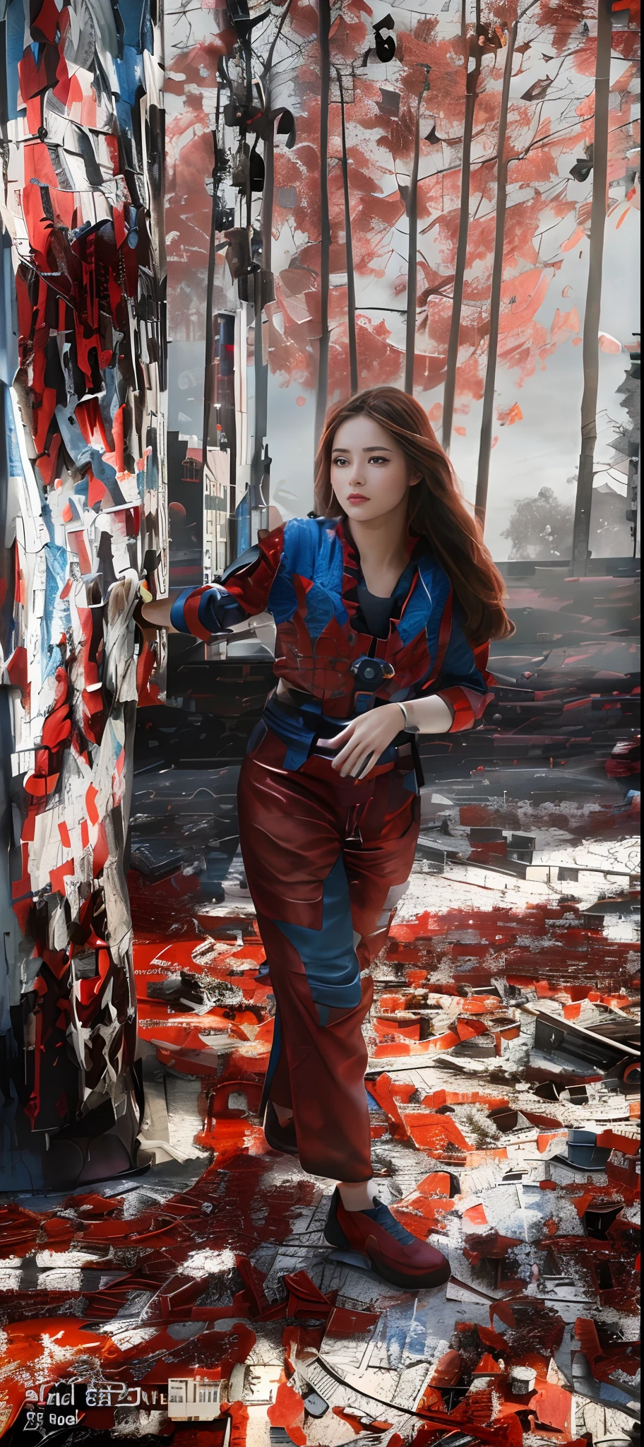 (1girl:1.3), Solo, (((Very detailed face)))), ((Very detailed eyes and face)))), Beautiful detail eyes, Body parts__, Official art, Unified 8k wallpaper, Super detailed, beautiful and beautiful, beautiful, masterpiece, best quality, original, masterpiece, super fine photo, best quality, super high resolution, realistic realism, sunlight, full body portrait, amazing beauty, dynamic pose, delicate face, vibrant eyes, (from the front), She wears Spider-Man suit, red and black color scheme, spider, very detailed city roof background, rooftop, overlooking the city, detailed face, detailed complex busy background, messy, gorgeous, milky white, highly detailed skin, realistic skin details, visible pores, clear focus, volumetric fog, 8k uhd, DSLR, high quality, film grain, fair skin, photo realism, lomography, futuristic dystopian megalopolis, translucent