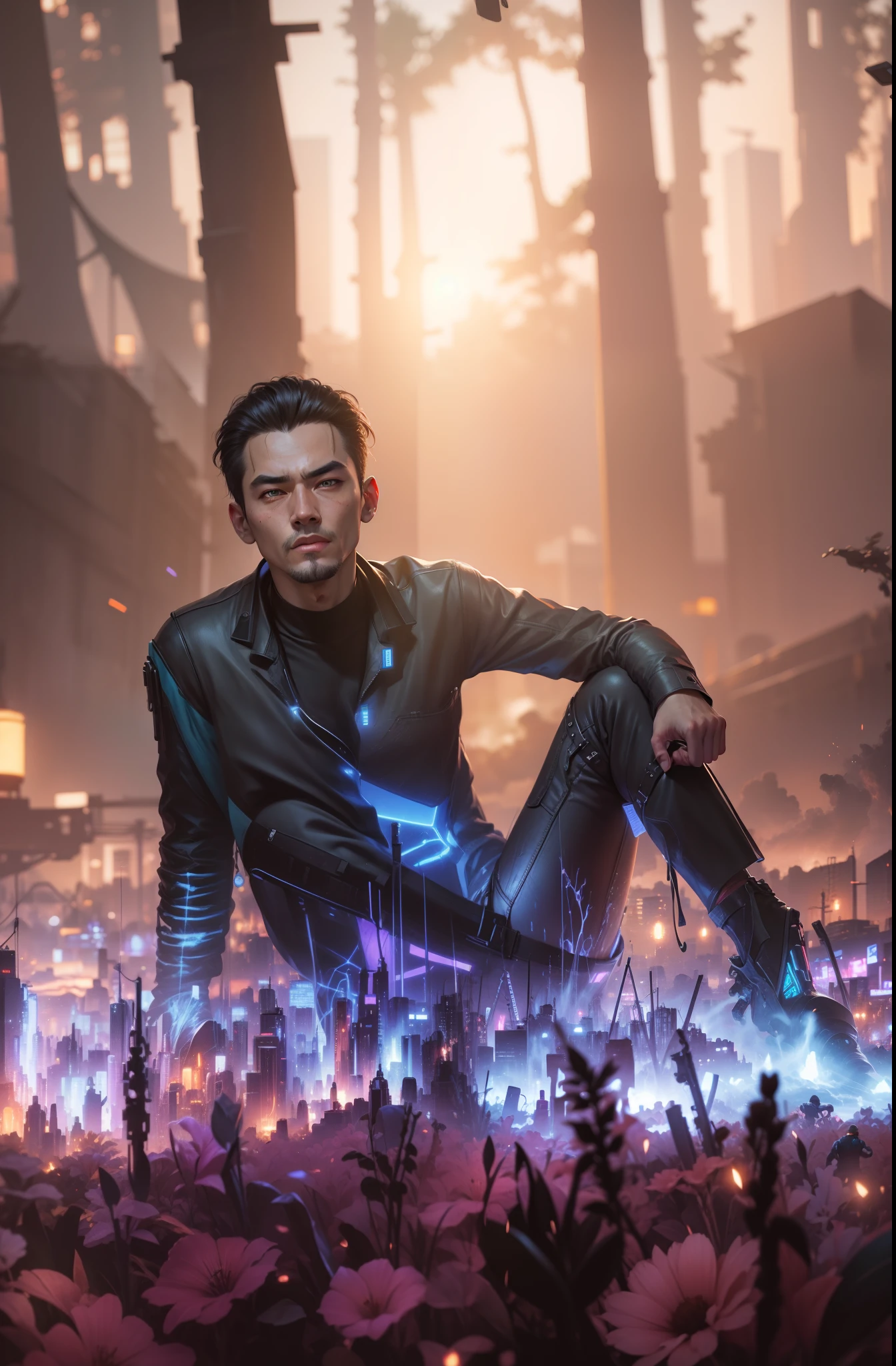 Chang background cyberpunk handsome bor, realistic face 8k utra realistic