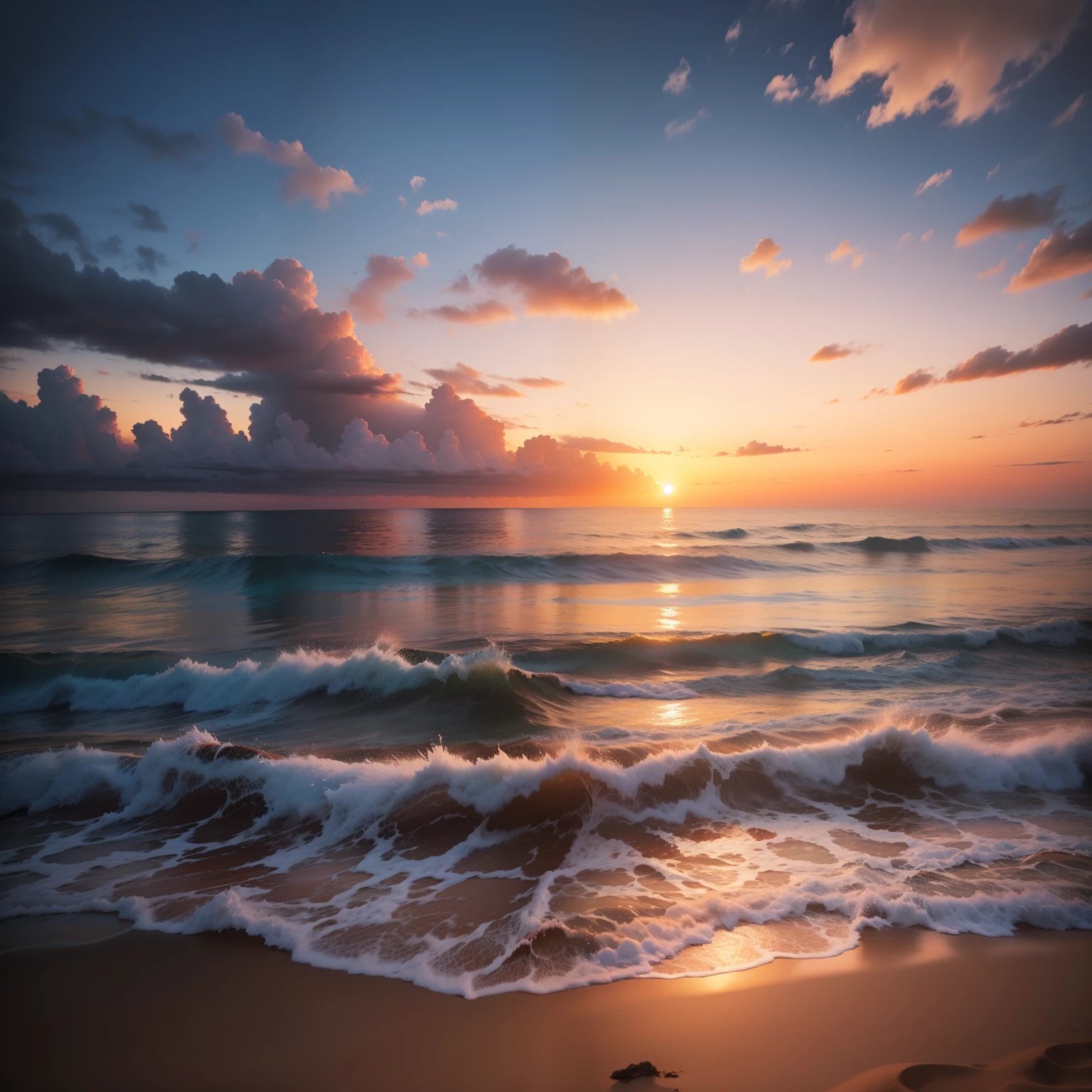 Sunset Hawaiian beach, 16:9 , 8k , photo realistic, majestic, cinematic