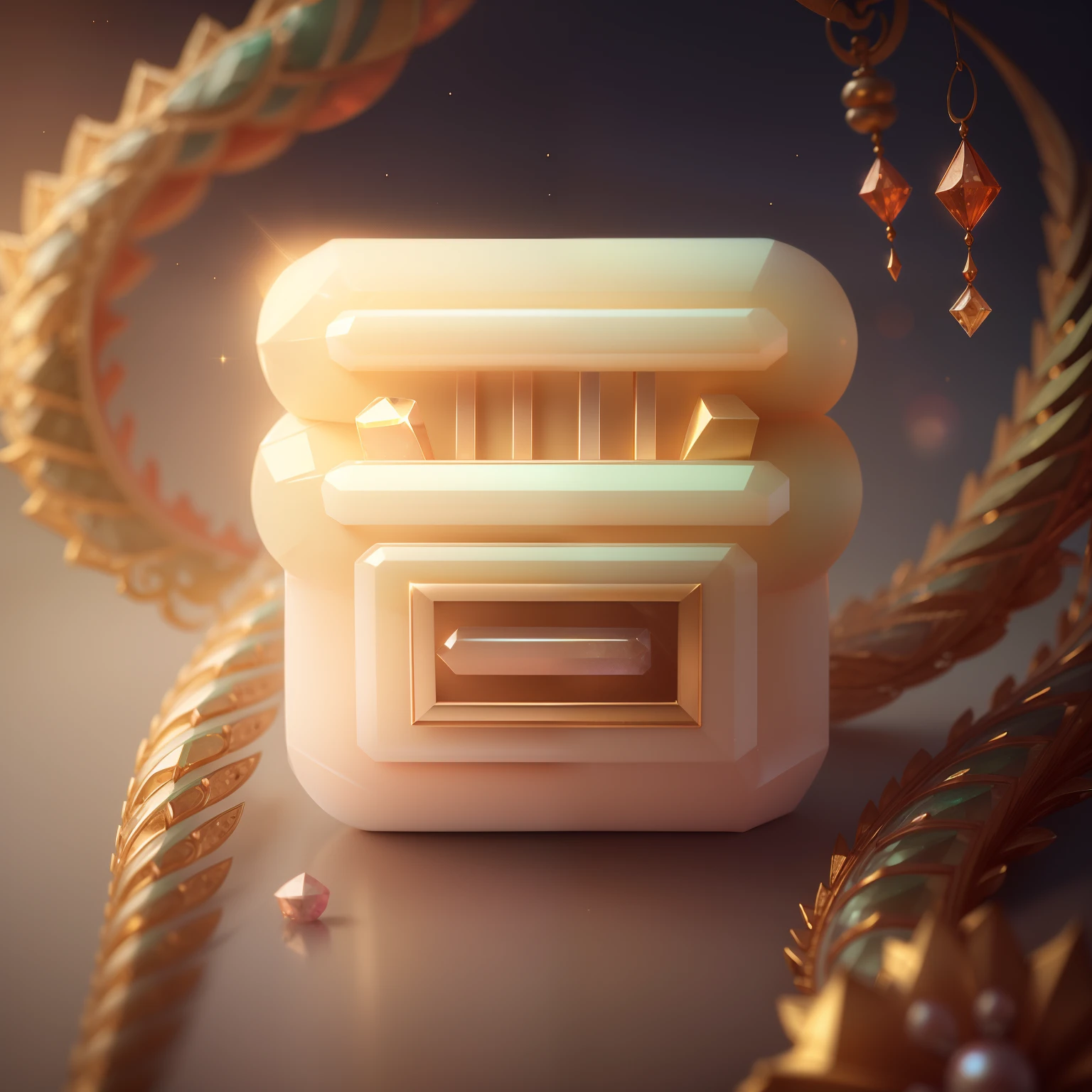 (simple background)),(((brokeh)))diamonds,Chinese style,rose gold,jade,in the style of transcendent nature,captivating,high detail,jewelry,product beauty shot,photorealistic,collected by the metropolitan museum,redshift,mixedwith pearl,Jewelry sparkling pearl yellow gradient base color 3D,realistic,reflections,lighting and detailed texture,Alice,IvoryGold,