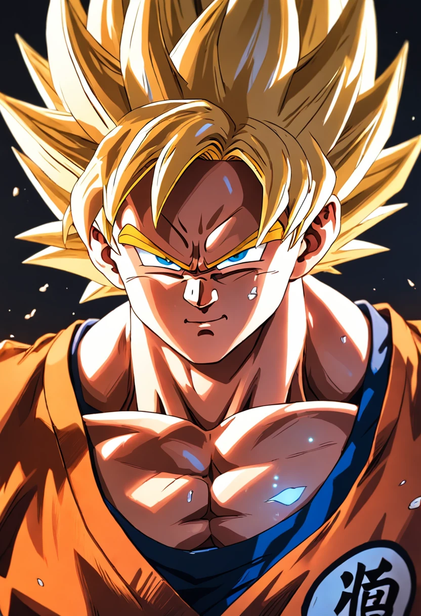 Dragon Ball Goku,Great ape,head portrait,Close-up,of a real,Facial features are carefully depicted,Realistic skin texture,Dark style,depth of fields,high light,Real light,Ray traching,oc rendered,Hyper-realistic,best qualtiy,8K,Works of masters,super-fine,Detailed pubic hair,Correct anatomy,sharp focus on eyes,Bokeh,Facial features are carefully depicted, in a restaurant kitchen, looking for an empty plate.