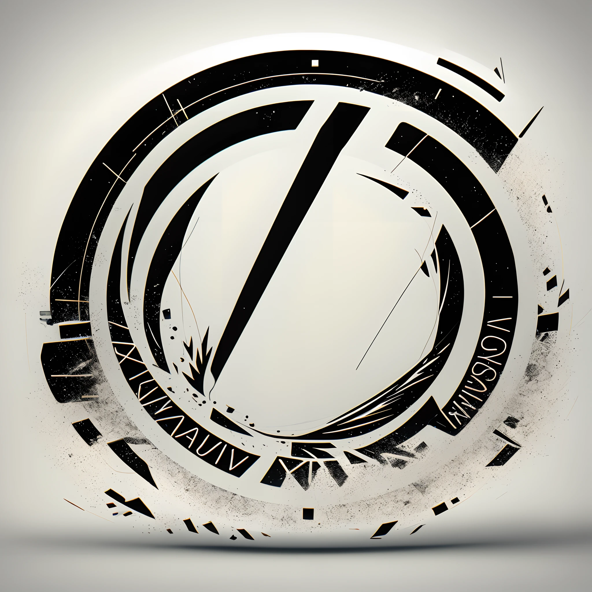 Vector logo, radio online, black circle around logo, white background