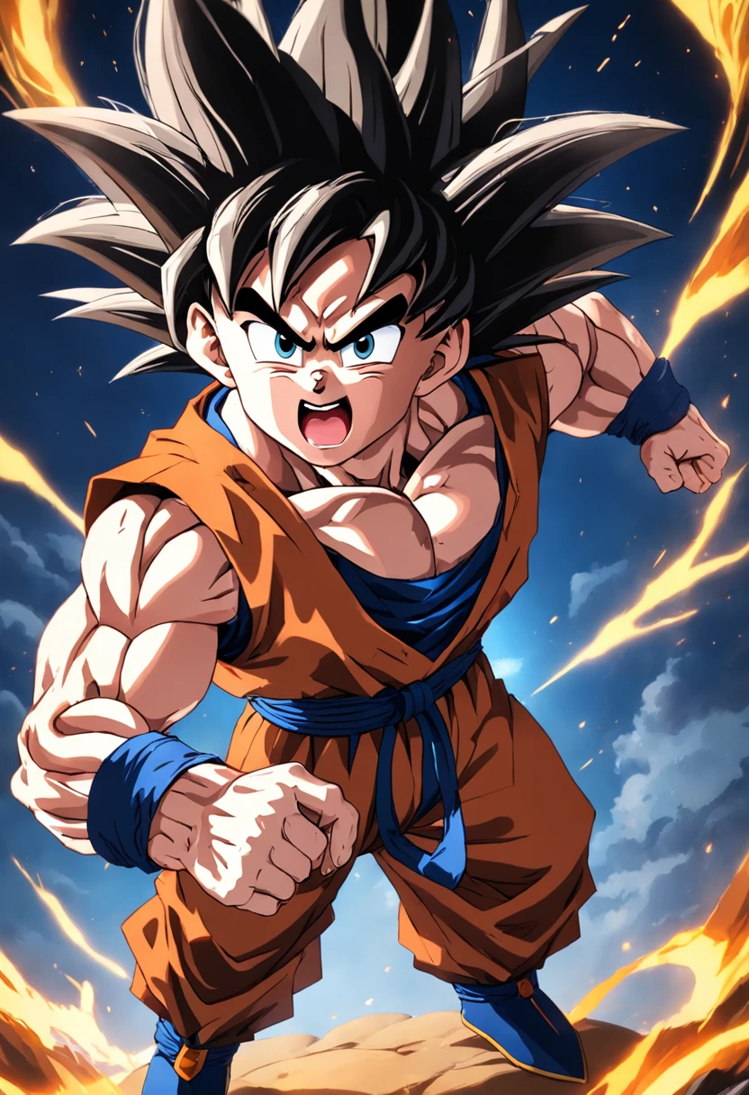 Dragon Ball Goku，Great ape，head portrait，full body，of a real，Facial features are carefully depicted，Realistic skin texture，Dark style，depth of fields，high light，Real light，Ray traching，oc rendered，Hyper-realistic，best qualtiy，8K，Works of masters，super-fine，Detailed pubic hair，Correct anatomy，sharp focus on eyes，Bokeh，Facial features are carefully depicted, in a restaurant kitchen, looking for an empty plate.