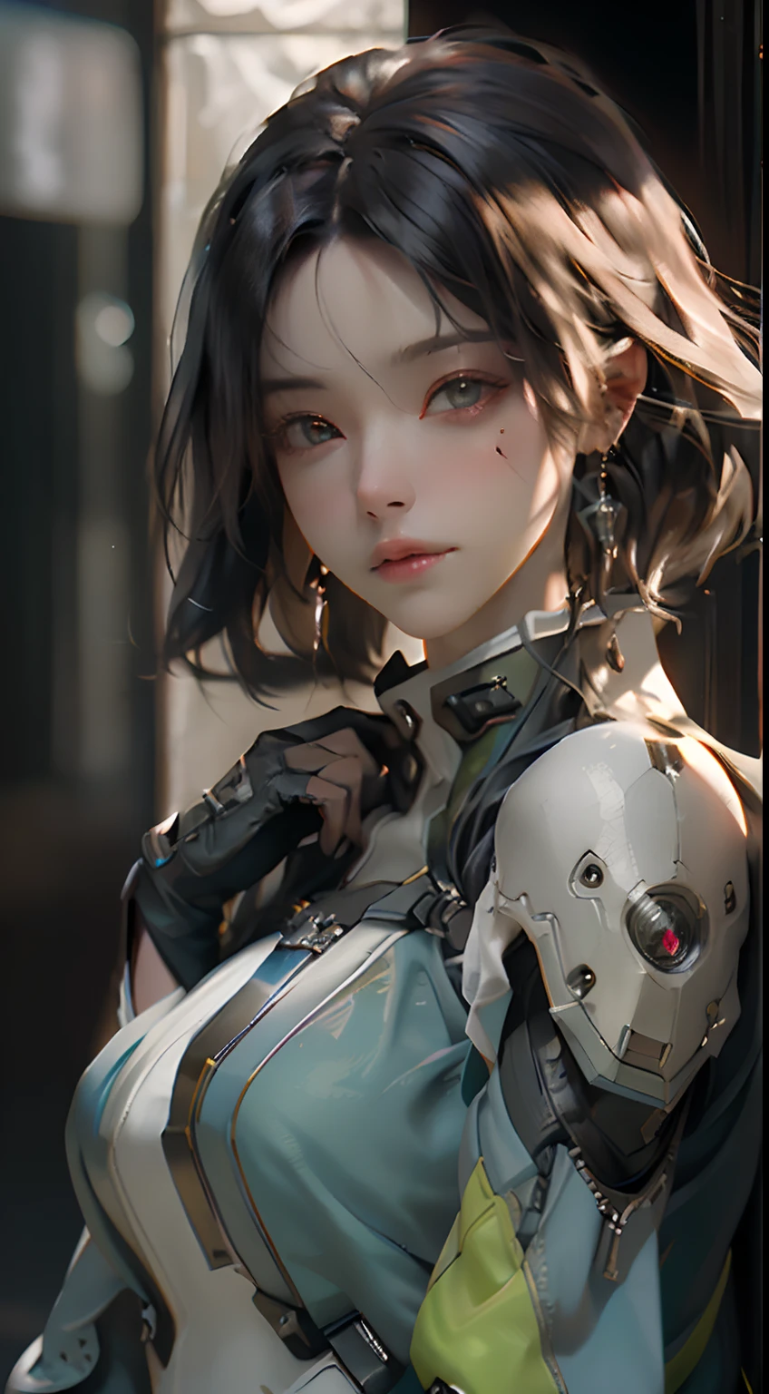 ((Best quality)), ((masterpiece)), (detailed:1.4), 3D, an image of a beautiful cyberpunk female,HDR (High Dynamic Range),Ray Tracing,NVIDIA RTX,Super-Resolution,Unreal 5,Subsurface scattering,PBR Texturing,Post-processing,Anisotropic Filtering,Depth-of-field,Maximum clarity and sharpness,Multi-layered textures,Albedo and Specular maps,Surface shading,Accurate simulation of light-material interaction,Perfect proportions,Octane Render,Two-tone lighting,Wide aperture,Low ISO,White balance,Rule of thirds,8K RAW,