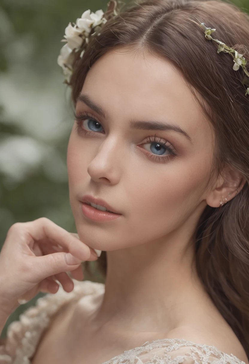 hyper HD, masutepiece, Best Quality, 8K, in bed, Laying down, , nice tits, minimalism, 1girll, Blue Deni