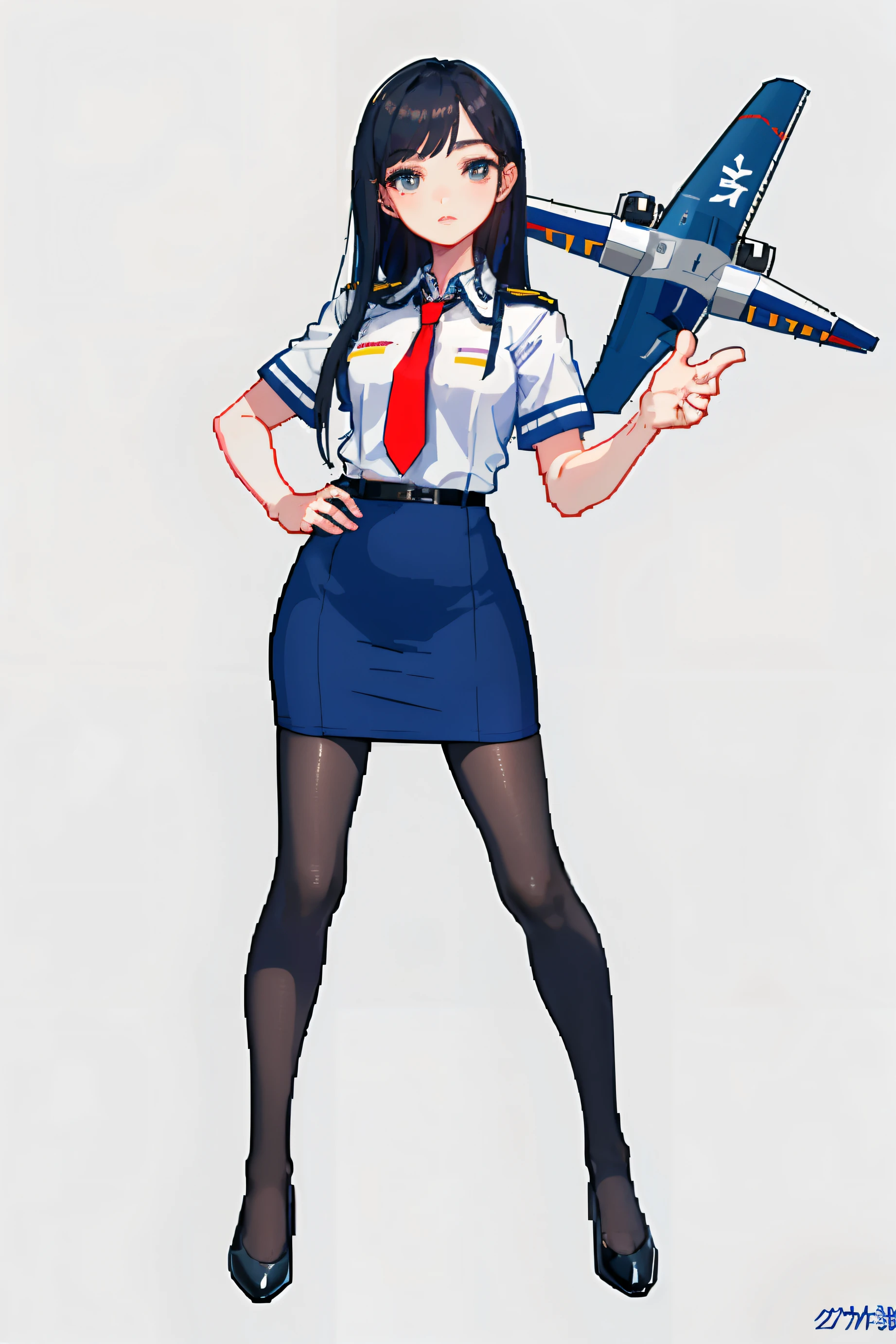 Komi Shouko wearing a Officer jenny from pokemon cosplay, Very big big ass, Wearing mini skirt, tiny red thong, long black socks, high heels