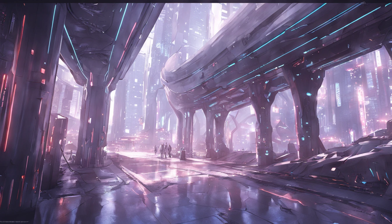 a concept art of a futuristic sci fi new york city, beautiful realistic atmosphere, environment, people, detailed, realistic, concept art, unreal engine 5, structure, sci-fi, urban, ray tracing, CGI, perfect visuals, lighting, smooth, movie, screen-space reflections, ambient occlusion, scenes, aesthetics, bloom, shadows, perfectly drawn, building textures, cinematic, sharp edges, hdr effect, 3d building models, blender 3d, asset library, Computer graphics software, artstation, realism